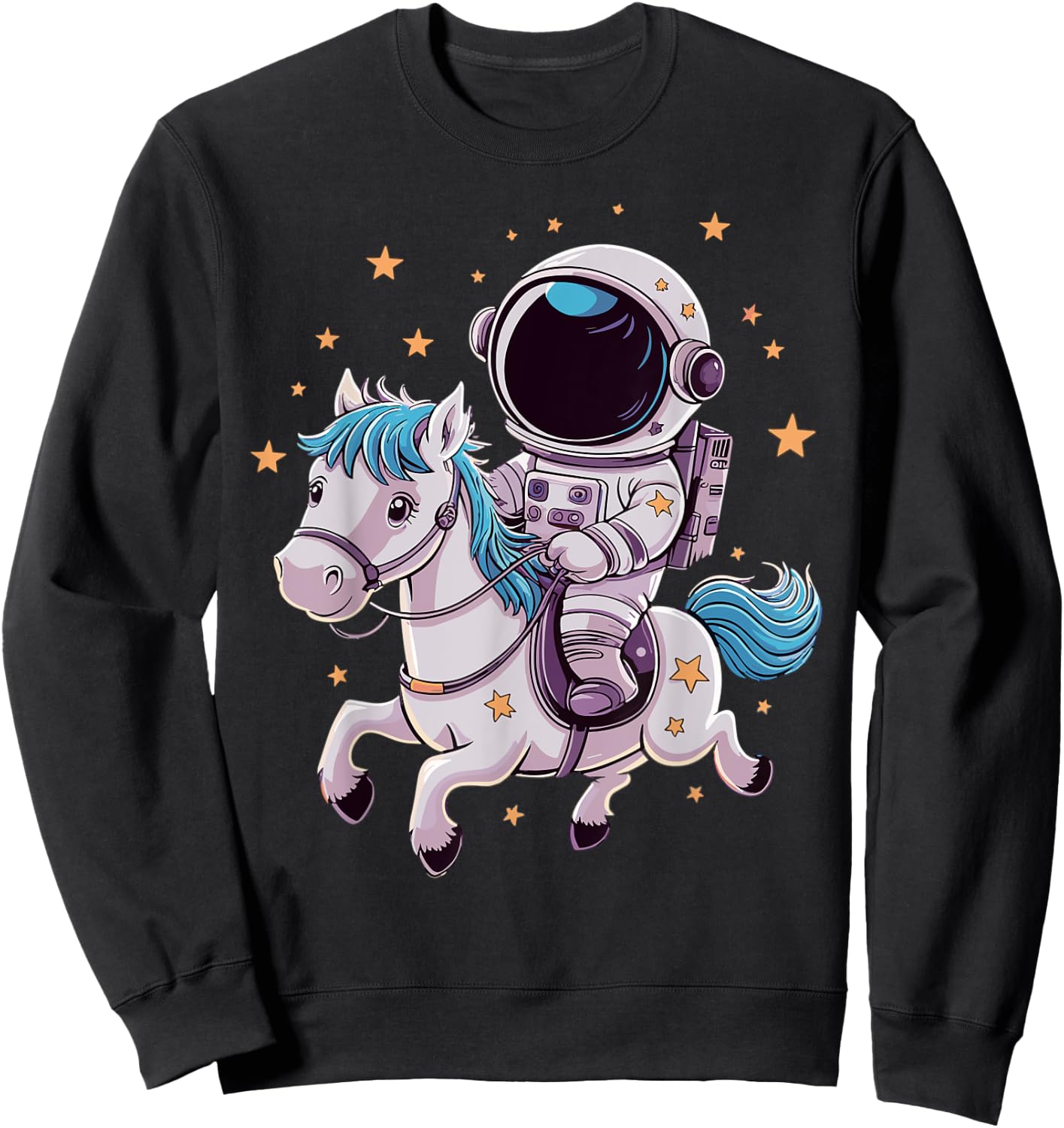 Astronaut Cowboy Riding Horse in Space Sweatshirt - Sweatshirt | Black