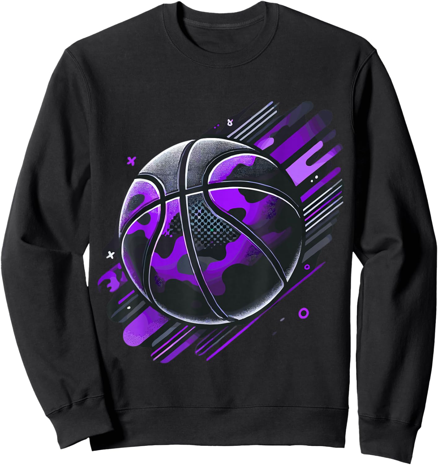 Magical and Funny Basketball Gifts Purple Camouflage Sweatshirt - Sweatshirt | Black