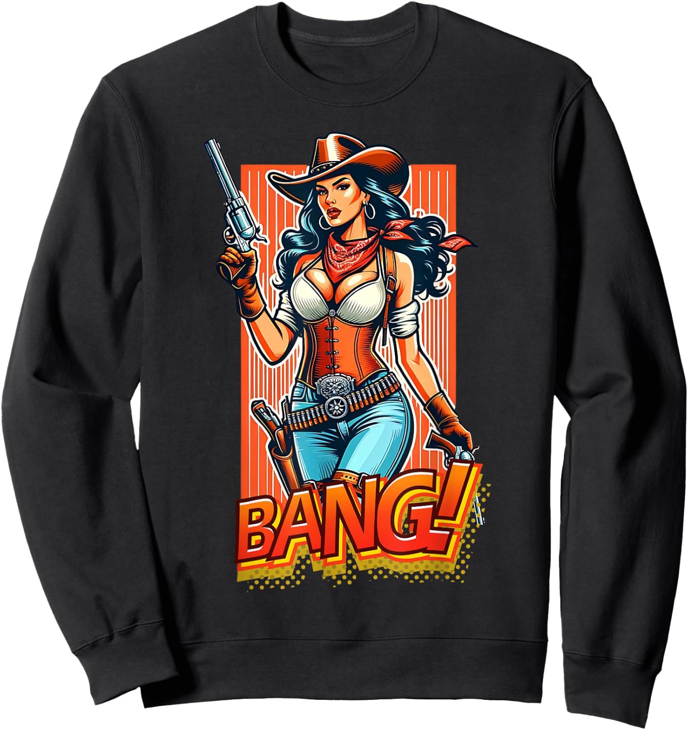 Cowboy Western Gun Range Country Cowgirl Bang Sweatshirt - Sweatshirt | Black