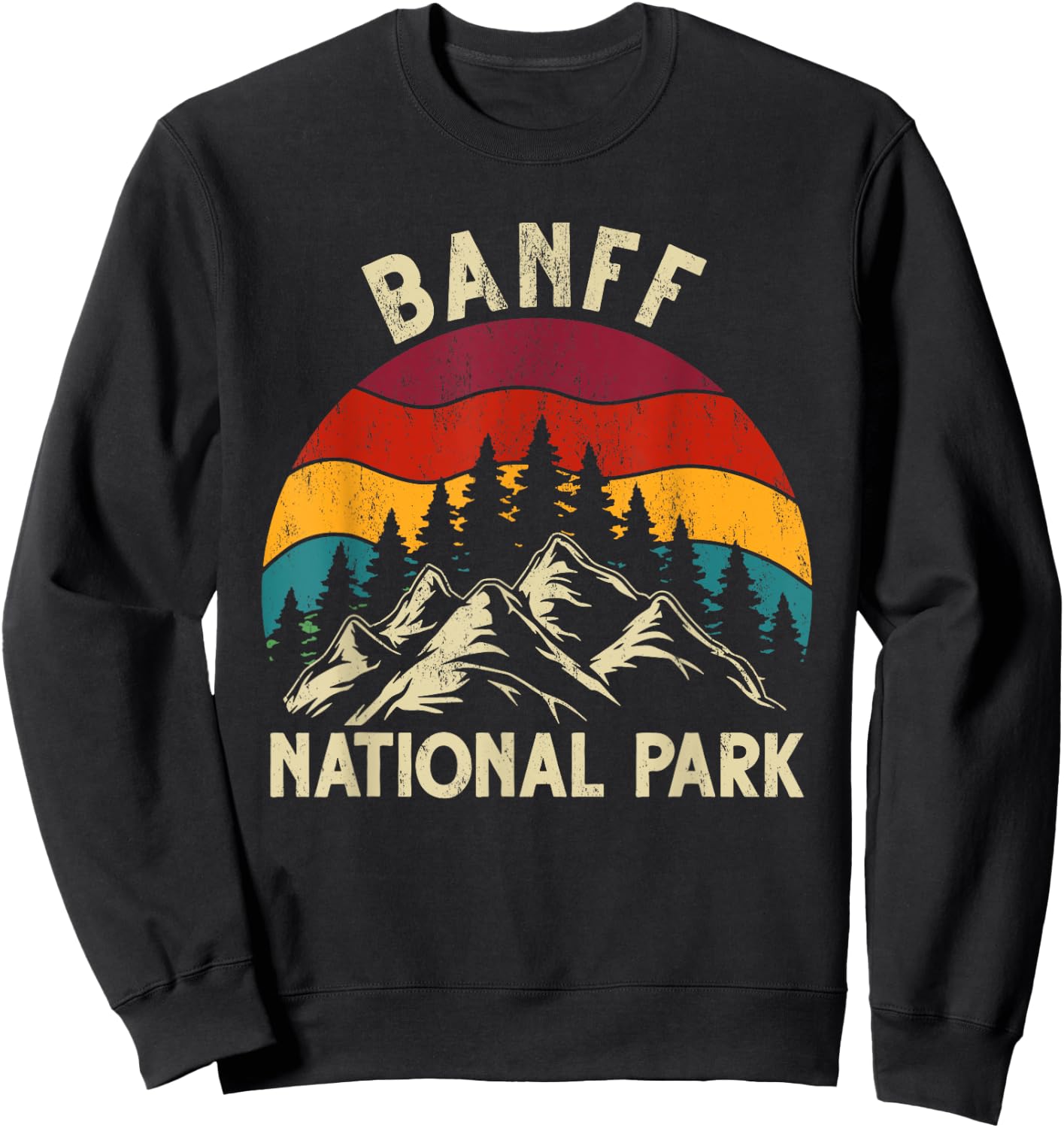 Retro Vintage Graphic Banff National Park Sweatshirt - Sweatshirt | Black