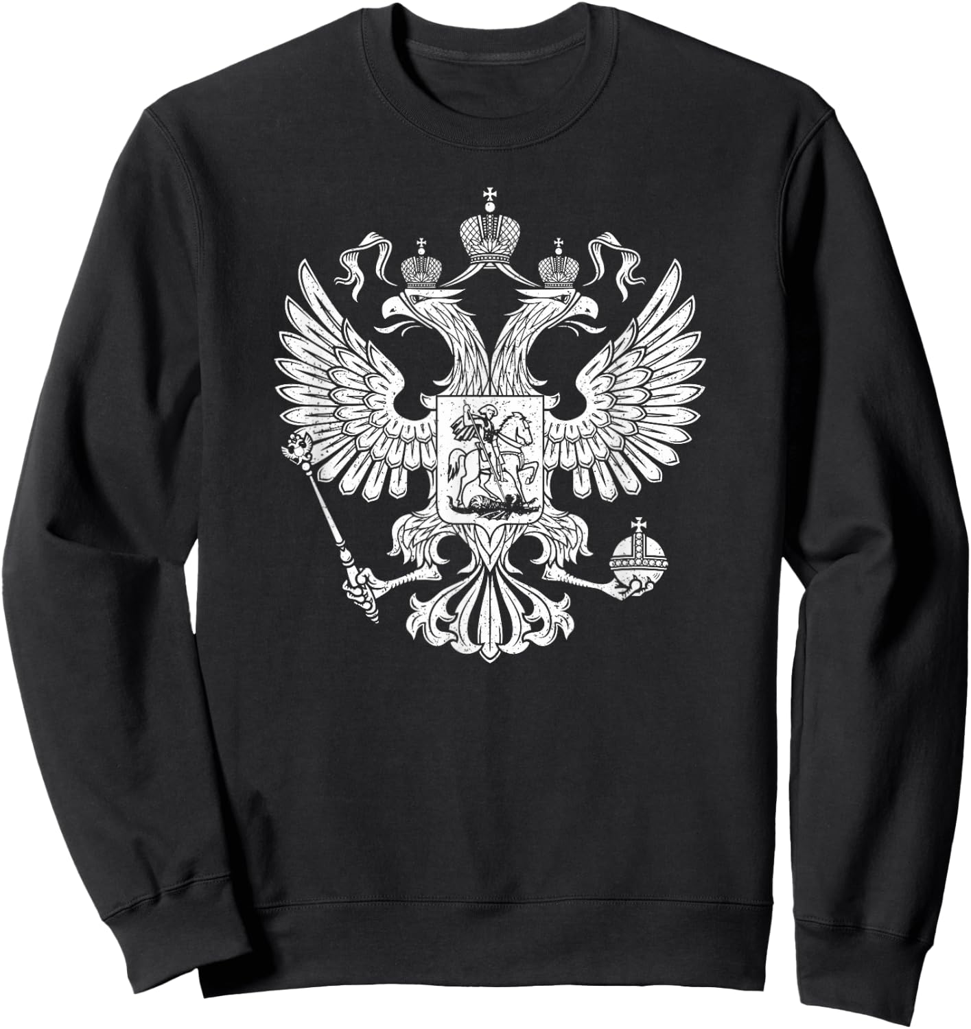 Russia Double-headed Eagle Russian Arms Symbol Emblem Sweatshirt - Sweatshirt | Black