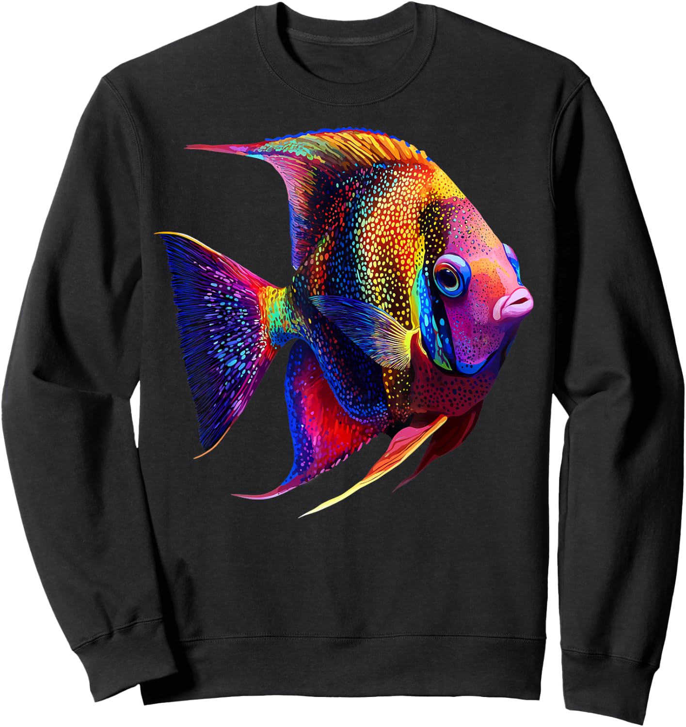 Colorful Angelfish Aquarium Fish Lover Women Black Sweatshirt - Sweatshirt | Black