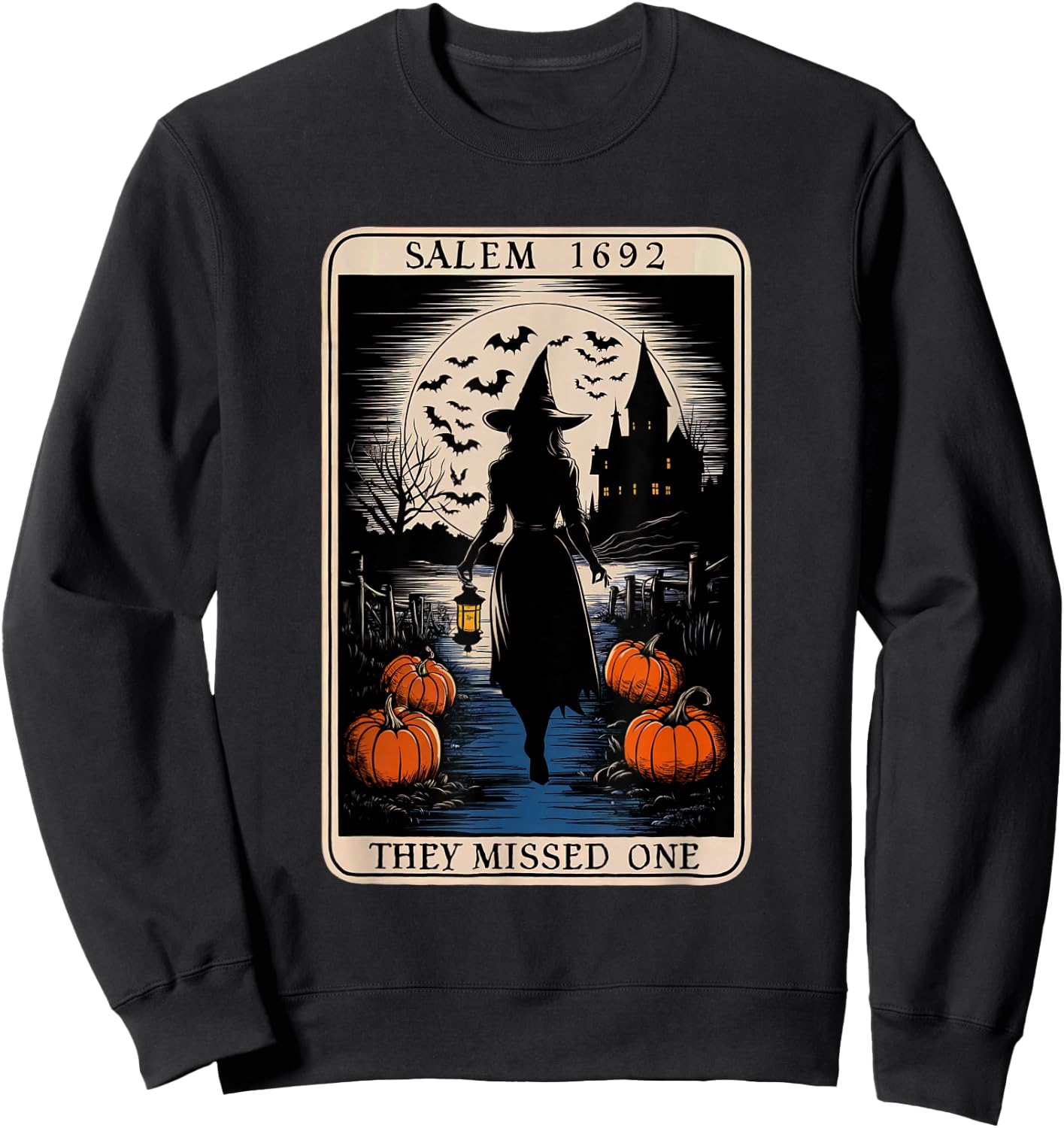 Salem 1692 They Missed One Halloween Tarot Card Witch Trials Sweatshirt - Sweatshirt | Black