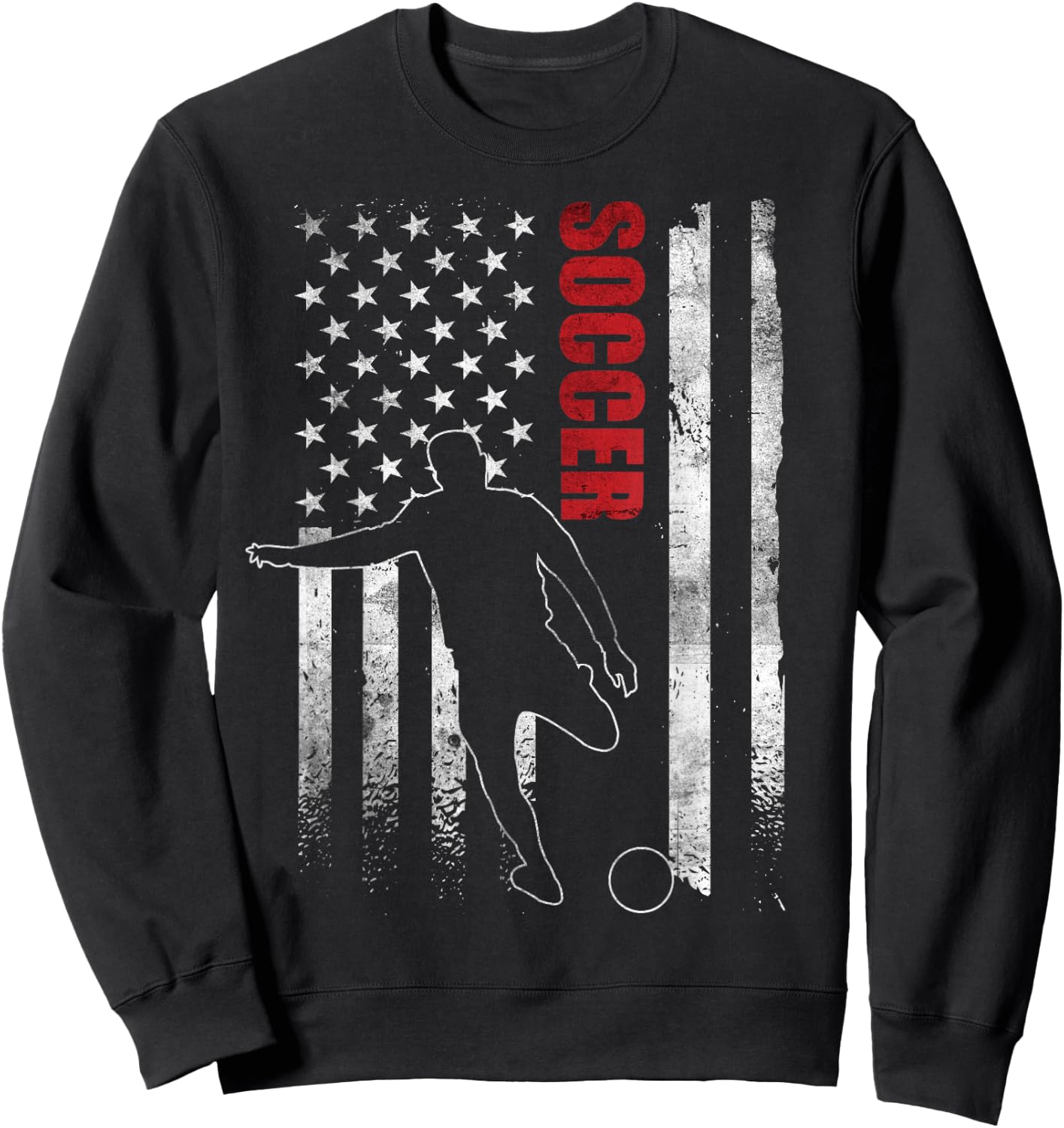 Soccer Apparel American Flag Soccer Player US Flag Sweatshirt - Sweatshirt | Black