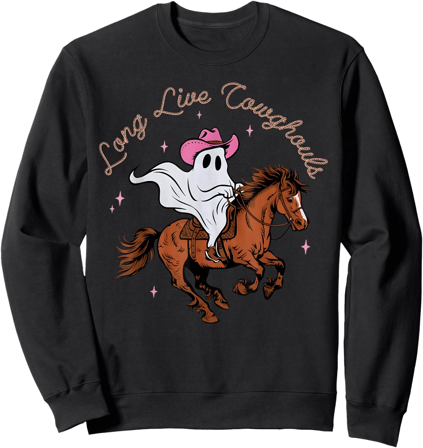 Long Live Cowghouls Western Ghost Halloween Cowboy Cowgirl Sweatshirt - Sweatshirt | Black