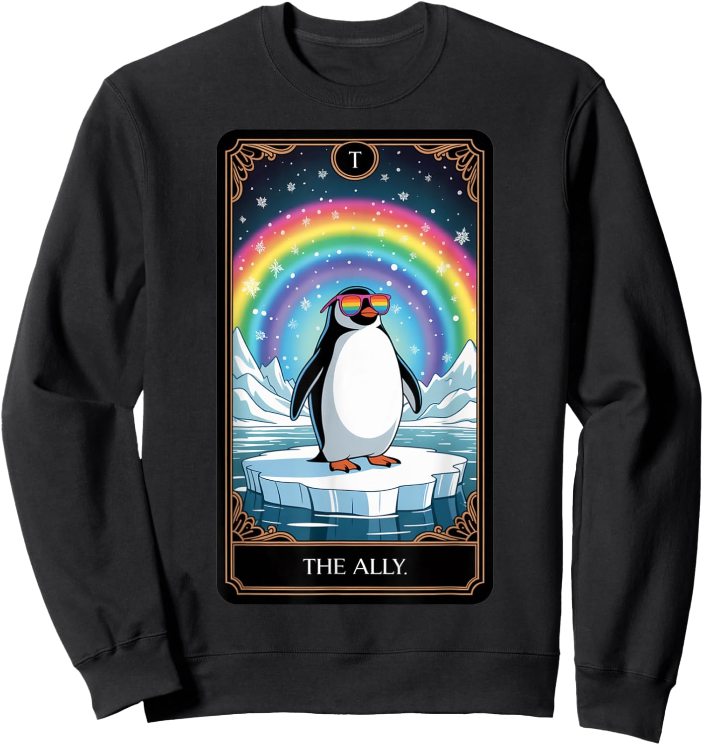 The Ally – Penguin Pride Tarot Card LGBTQ+ Arctic Animal Sweatshirt - Sweatshirt | Black