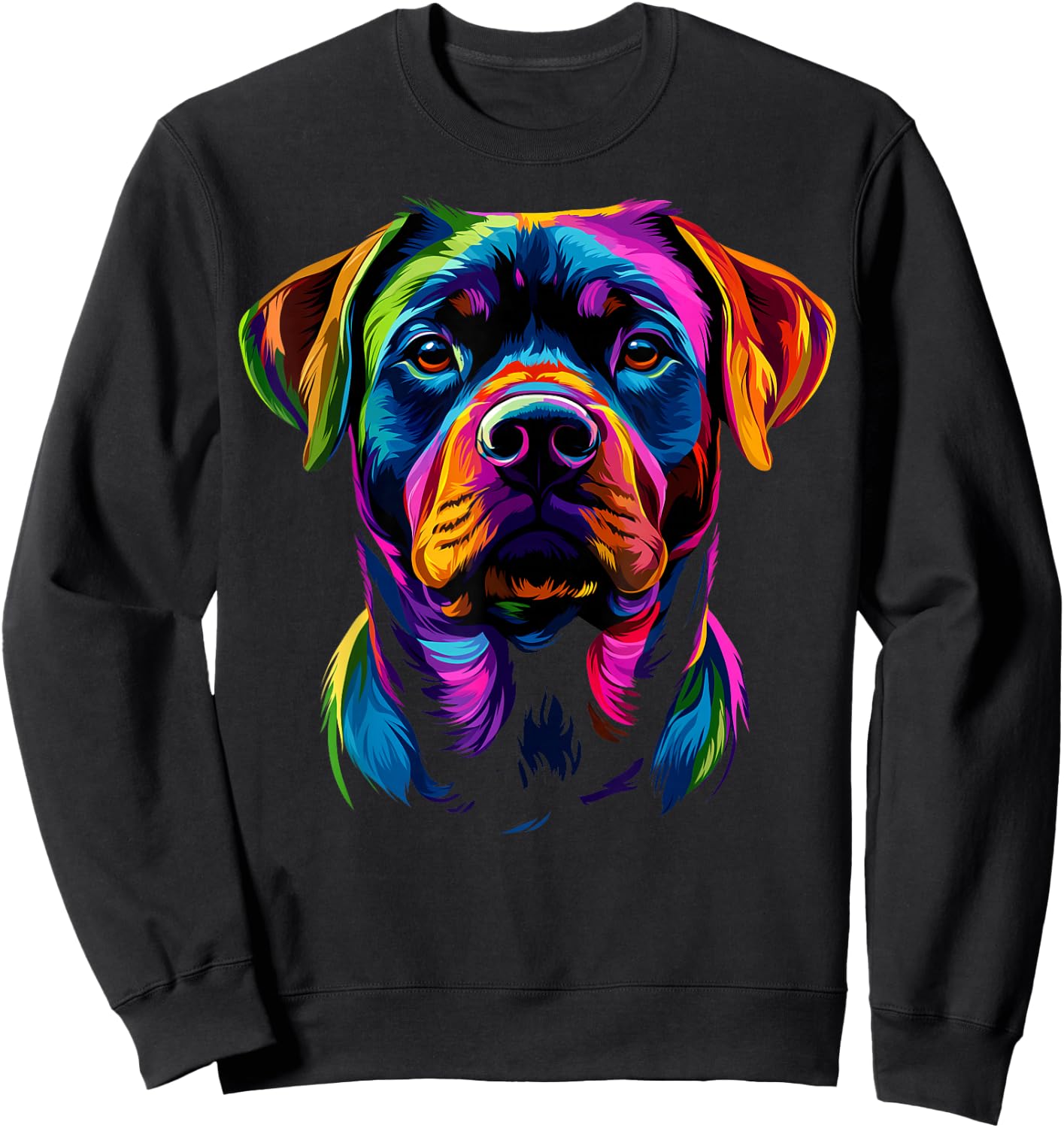Colorful Rottweiler Face Rottie Dog Lover Men Women Black Sweatshirt - Sweatshirt | Black