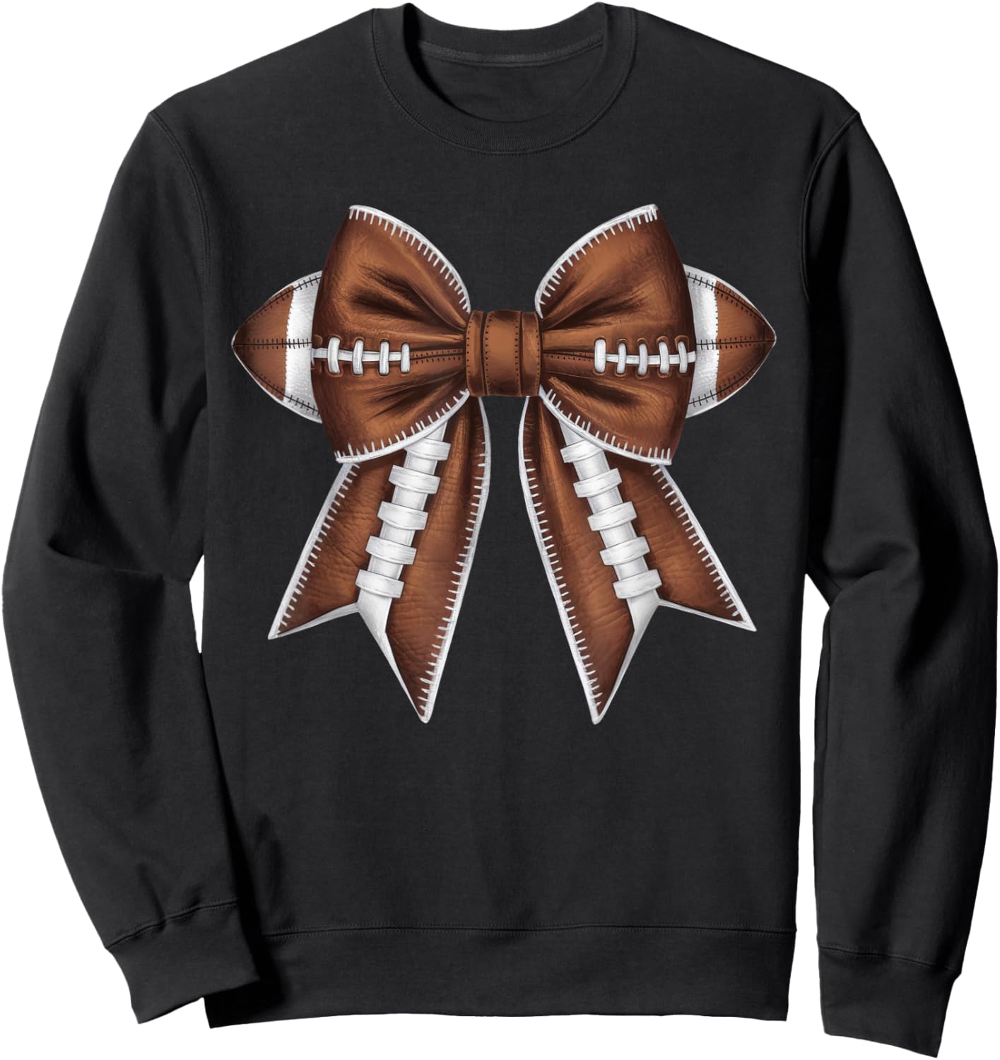 Coquette Bow Funny Football Lover Game Day Football Mom Life Sweatshirt - Sweatshirt | Black