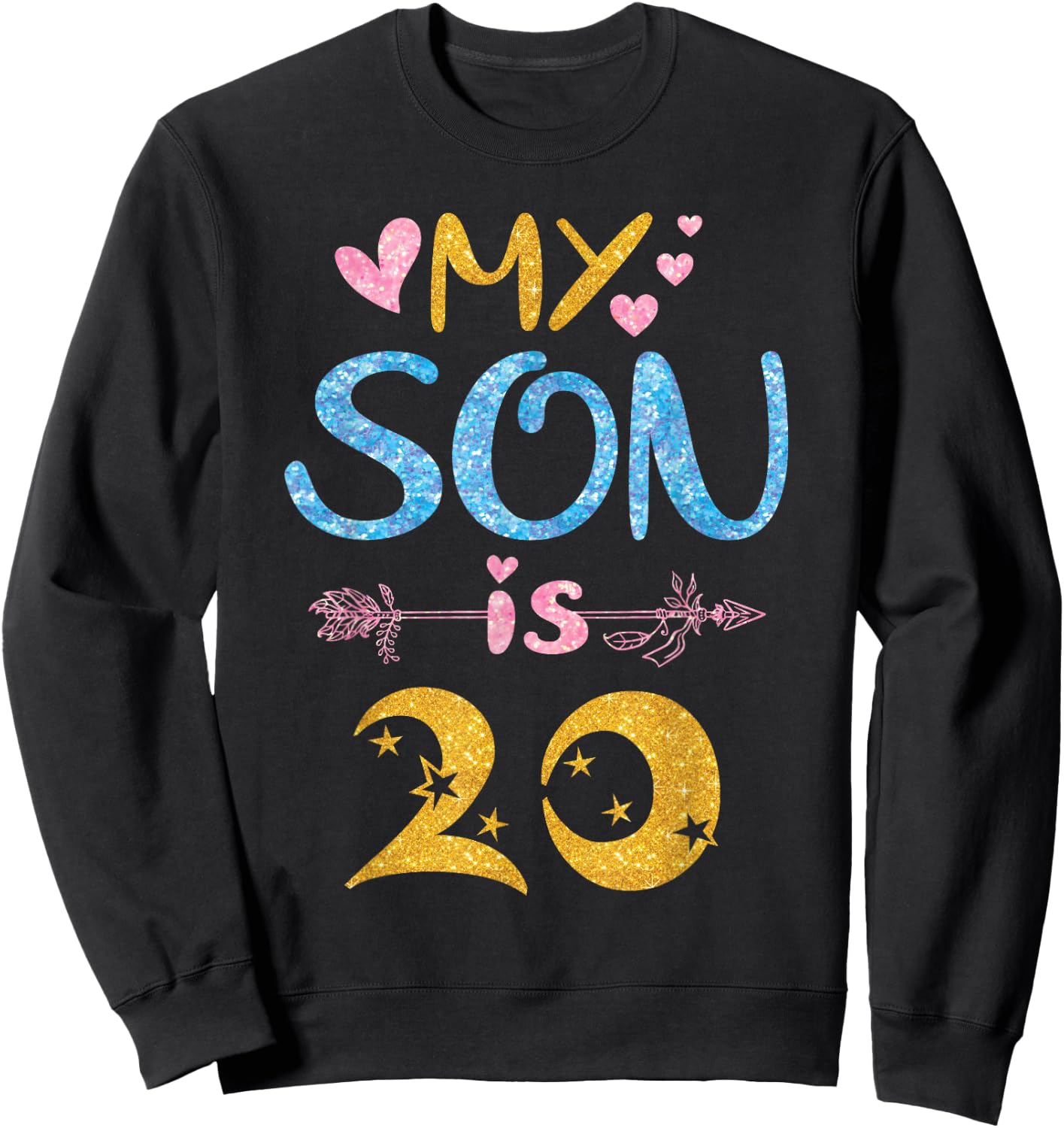 Mother Father Mom Dad Happy Birthday My Son Is 20 Years Old Sweatshirt - Sweatshirt | Black
