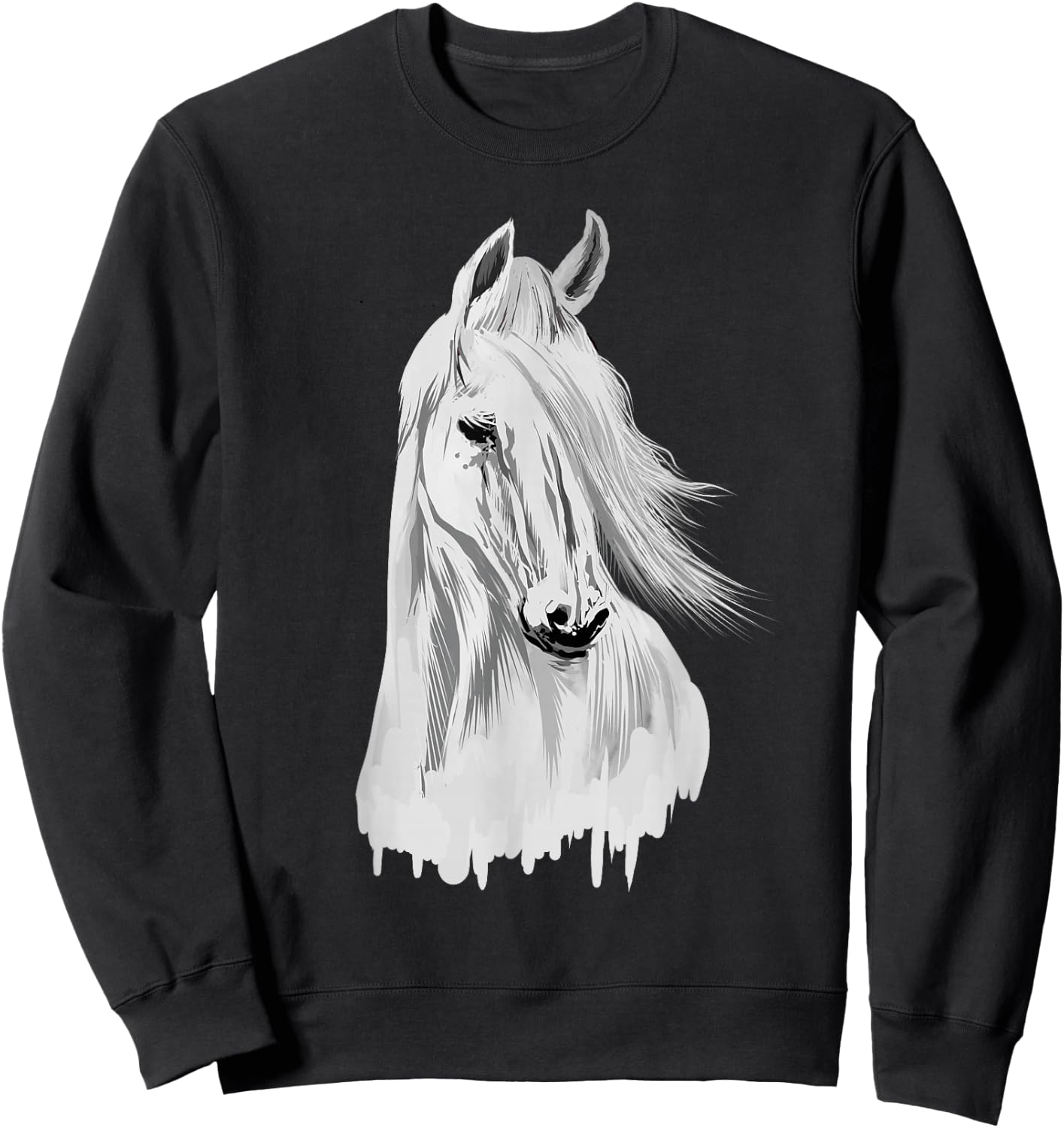 Horse Head Funny Equestrian Animal Lover Gift Men Women Kids Sweatshirt - Sweatshirt | Black