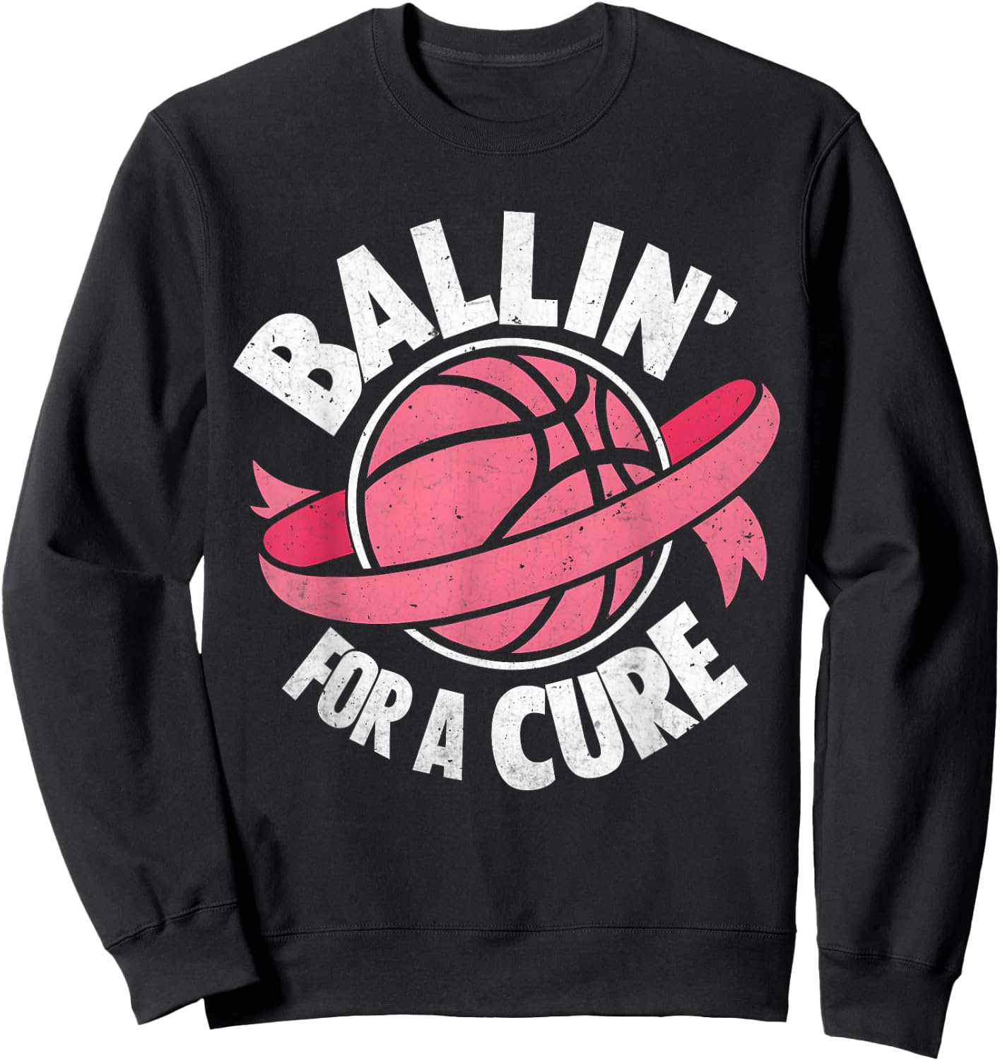 Ballin For A Cure Basketball Breast Cancer Awareness Kids Sweatshirt - Sweatshirt | Black