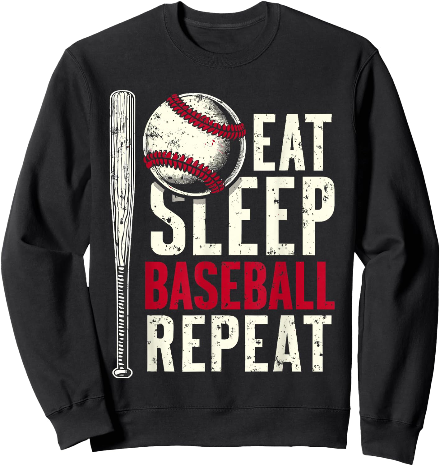 Eat Sleep Baseball Repeat Funny Baseball Player Sweatshirt - Sweatshirt | Black