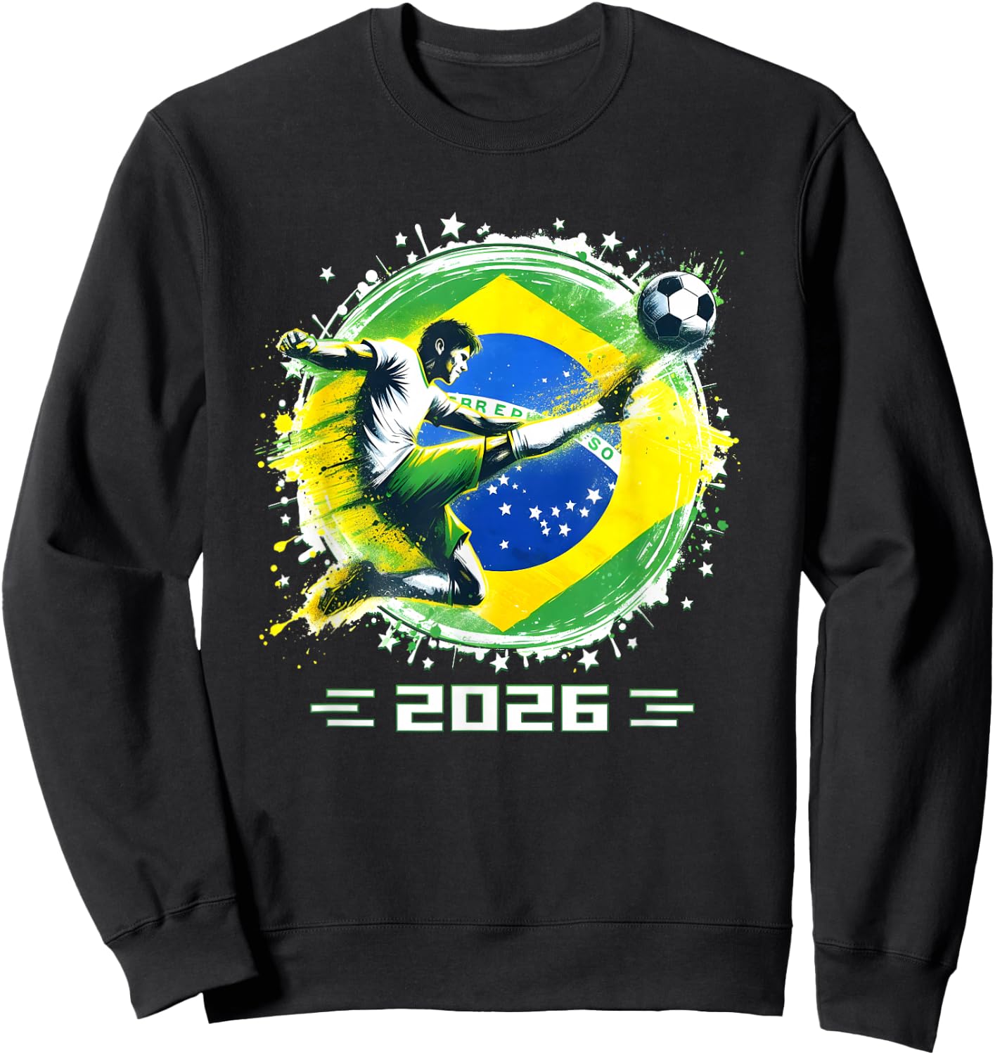 Brazil Player Sports Vintage Men Boys Brasil 2026 Sweatshirt - Sweatshirt | Black