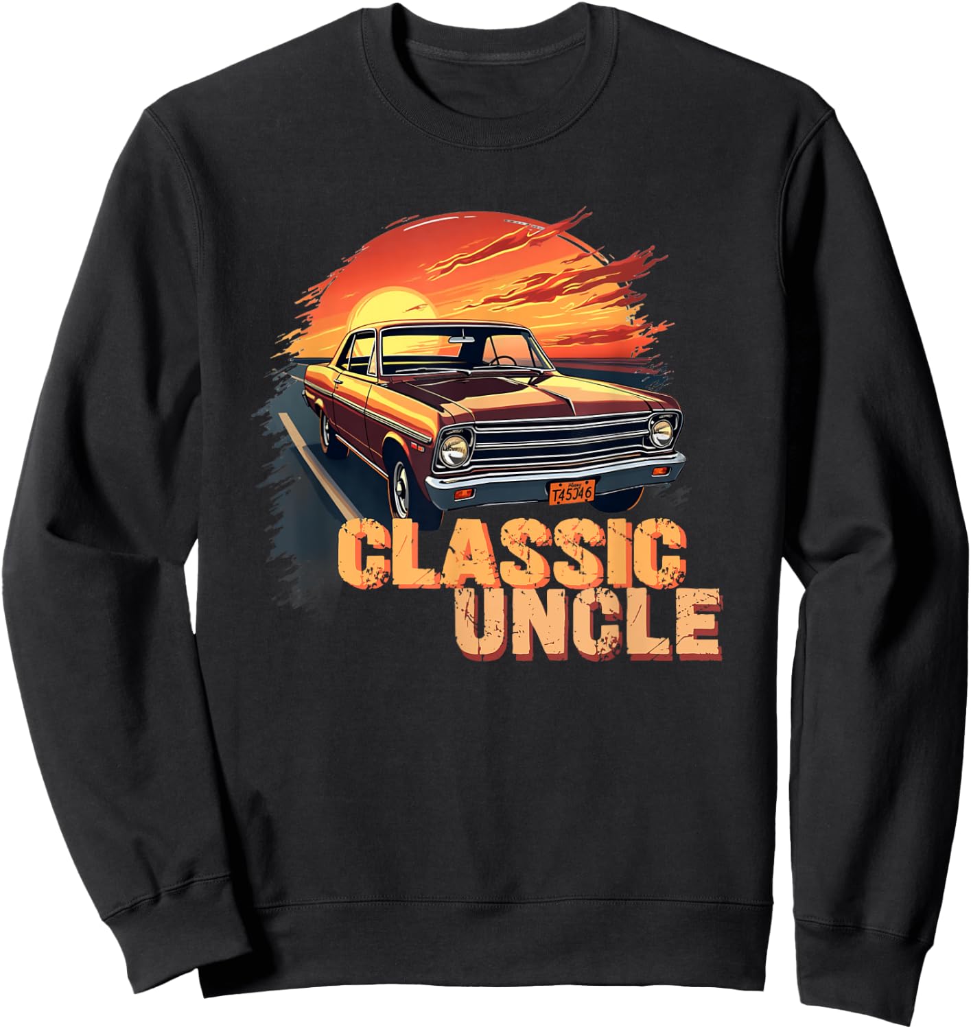 Funny Uncle Classic Car Uncle Saying Sweatshirt - Sweatshirt | Black