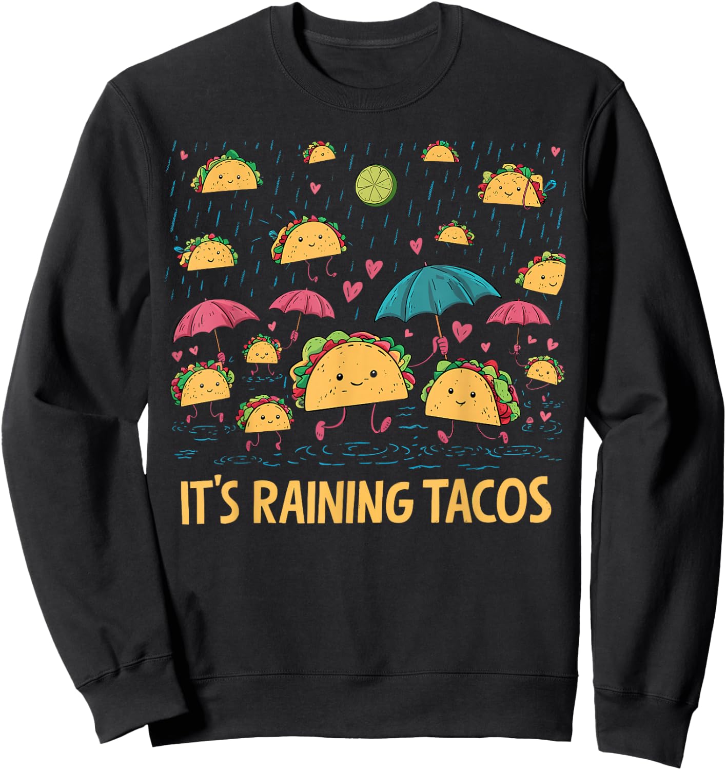 It's Raining Tacos Funny Taco Lovers kids girls boys Sweatshirt - Sweatshirt | Black