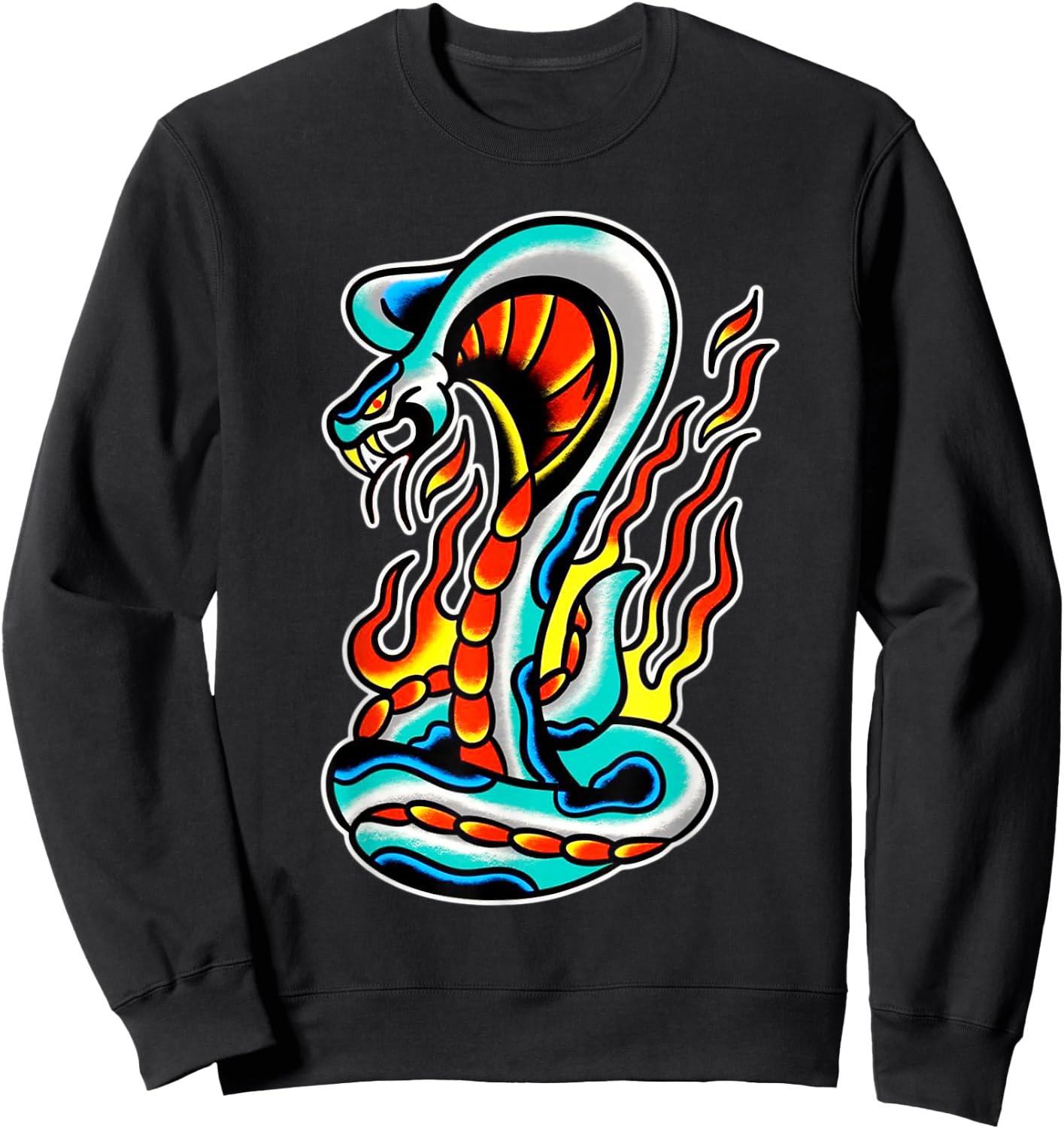 King Cobra Snake Fire Serpent Tattoo Sweatshirt - Sweatshirt | Black