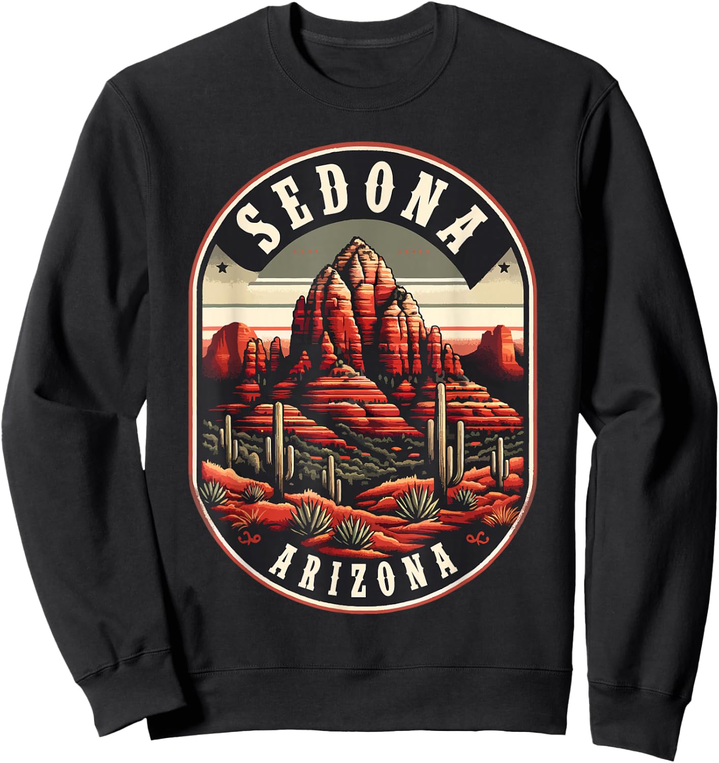 Sedona AZ Hiking Outdoors Mountain Sedona USA Retro Vintage Sweatshirt - Sweatshirt | Black
