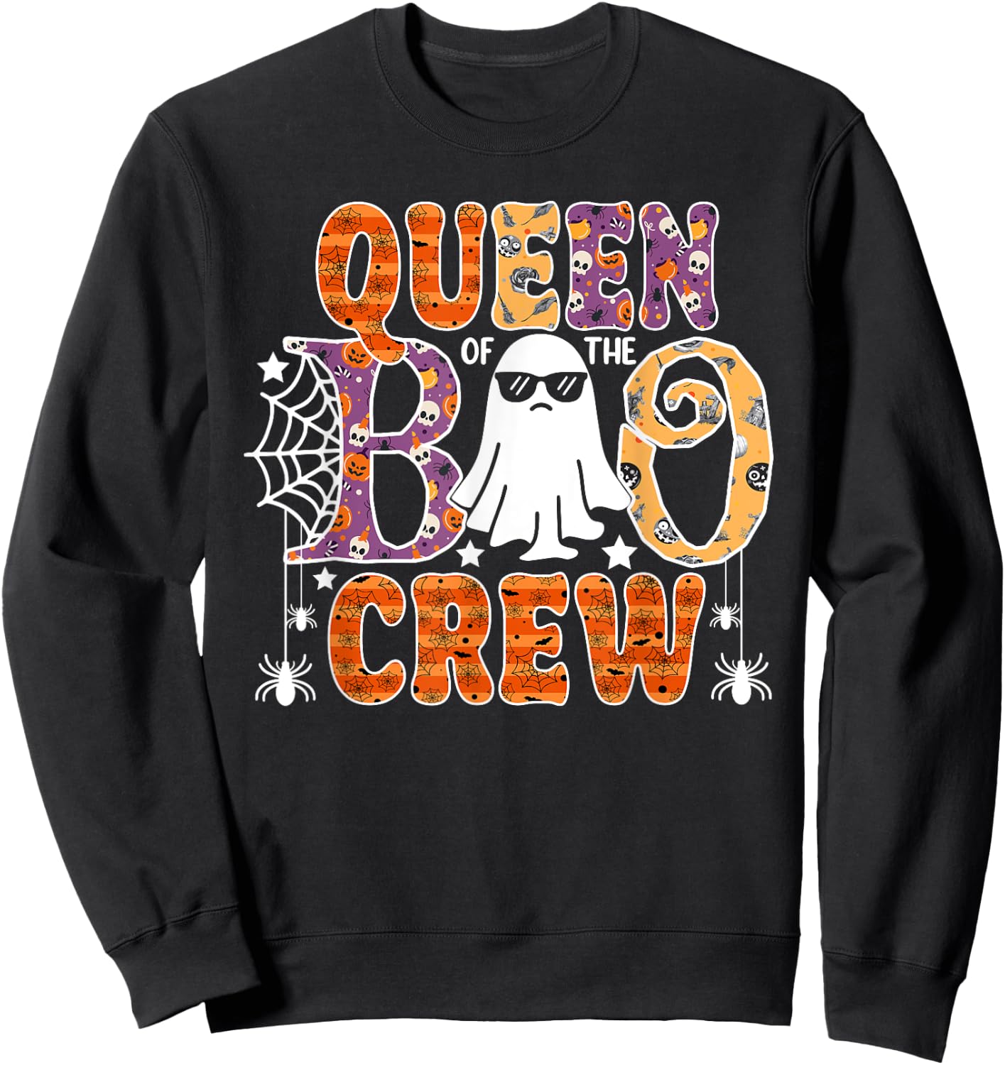 Queen Of The Boo Crew Funny Halloween Family Matching Sweatshirt - Sweatshirt | Black