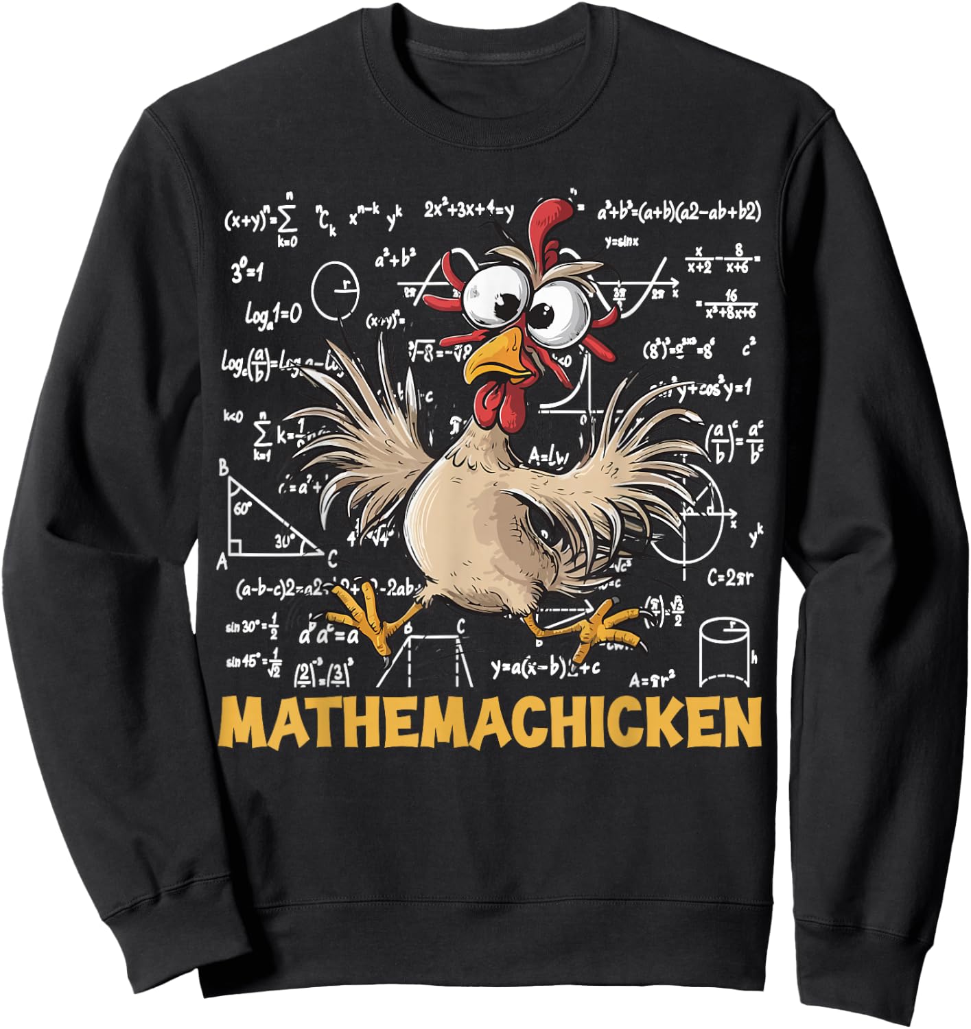 Mathemachicken Funny Chicken Math Teacher Back To School Sweatshirt - Sweatshirt | Black