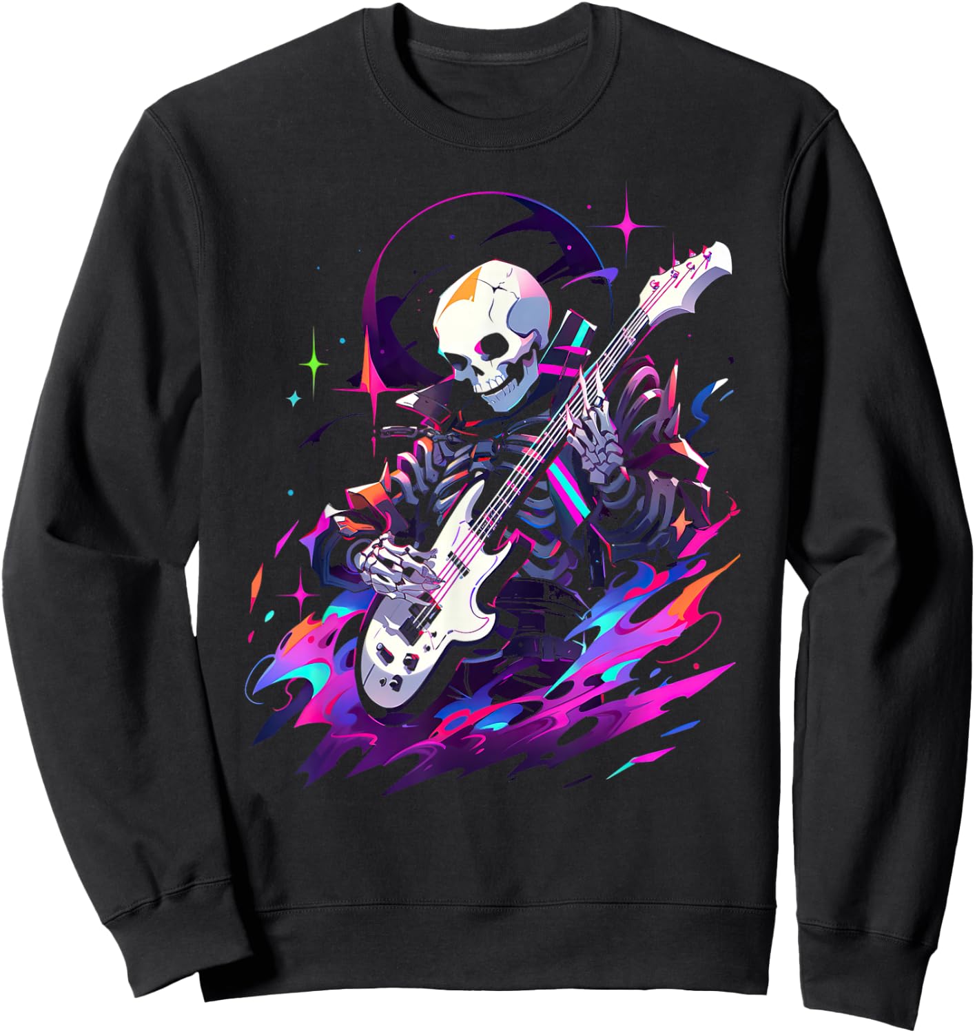 Skeleton playing guitar ,Rock Star Shredding Guitar Sweatshirt - Sweatshirt | Black