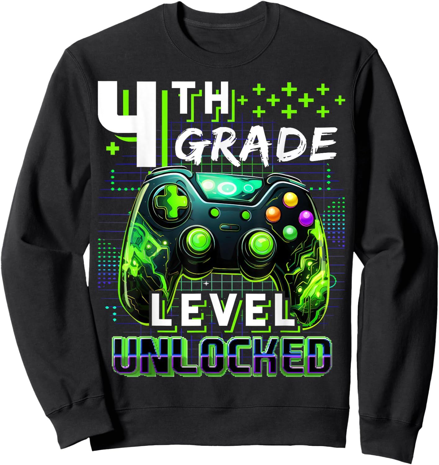Back to School 4th Grade Boys Gamer First Day School Level Sweatshirt - Sweatshirt | Black
