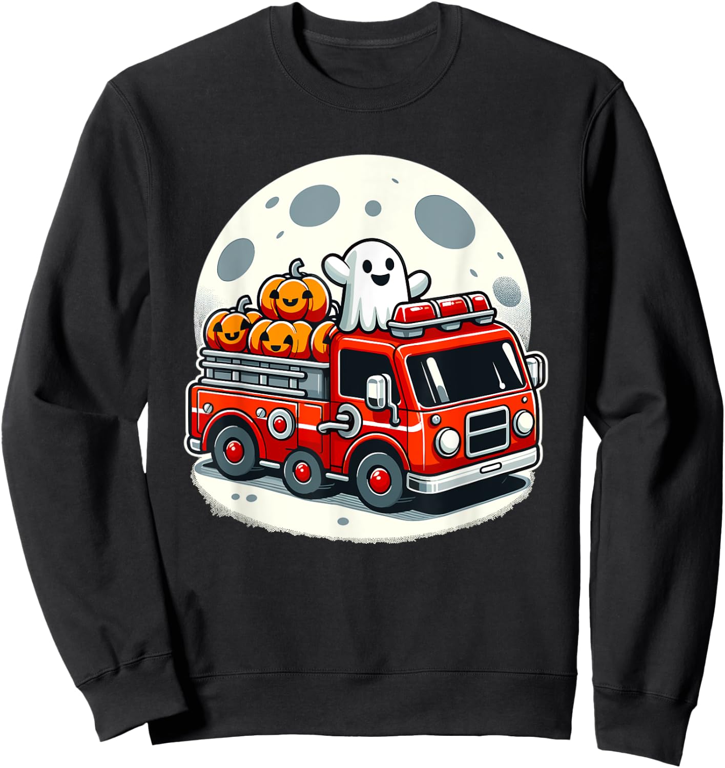 Halloween Ghost Firetruck Funny Pumpkins For Kids Sweatshirt - Sweatshirt | Black