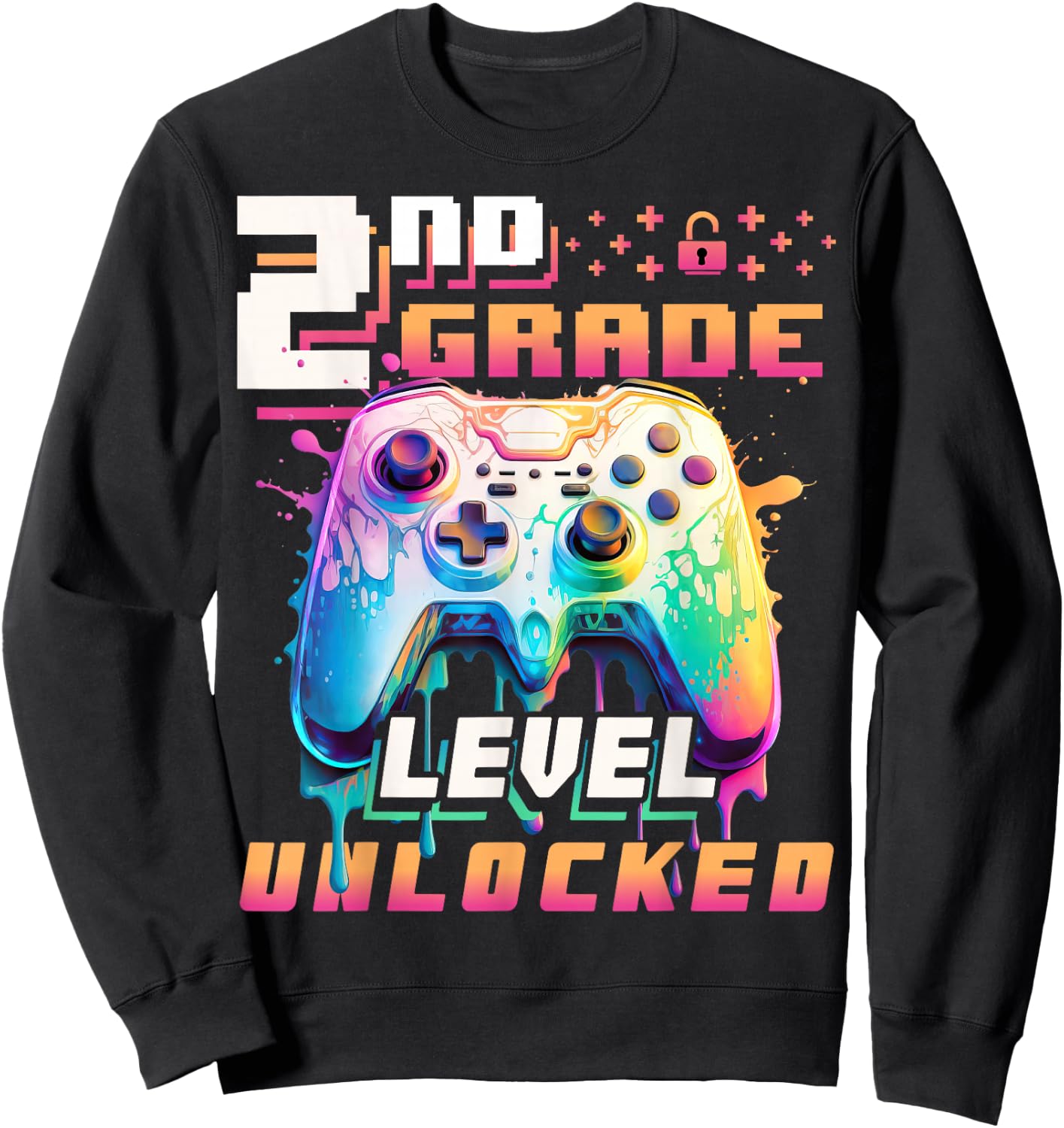 Back to School 2nd Grade Boys Gamer First Day School Level Sweatshirt - Sweatshirt | Black