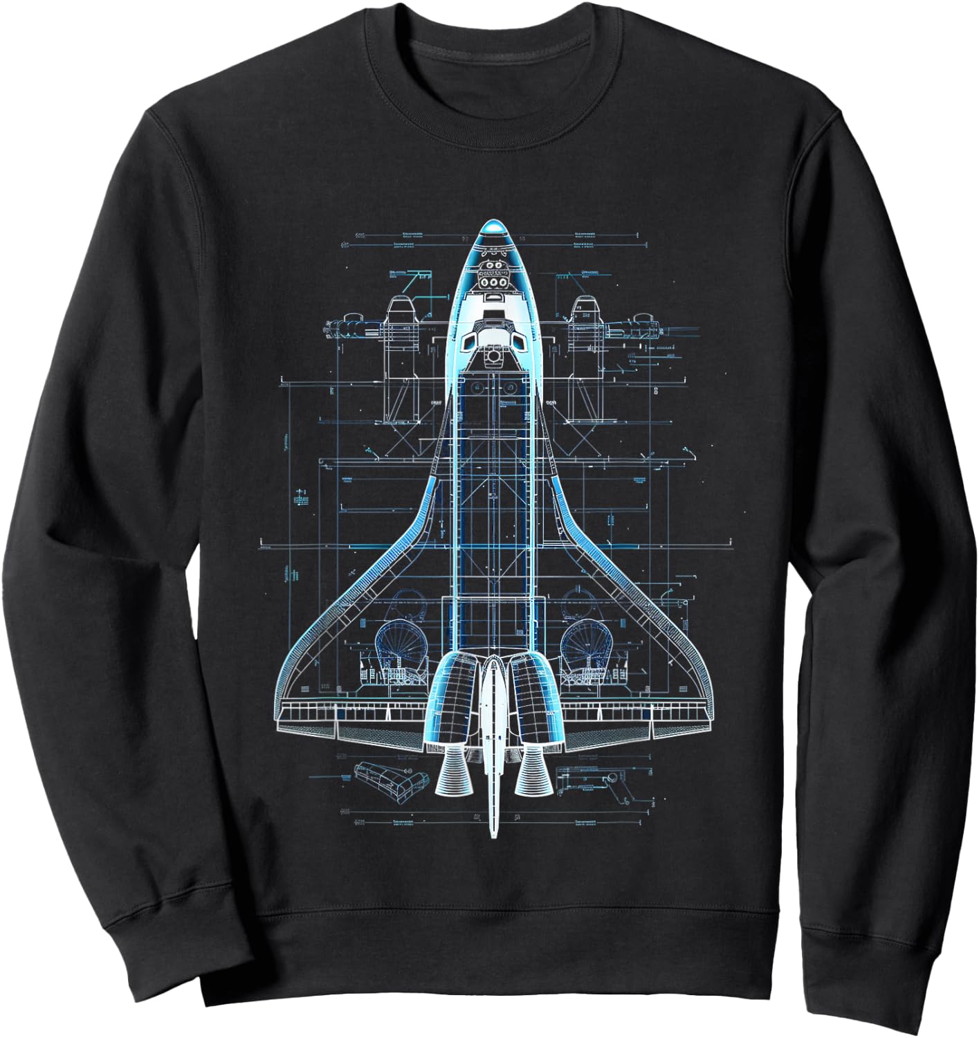 Space Shuttle Blueprint Sweatshirt - Sweatshirt | Black