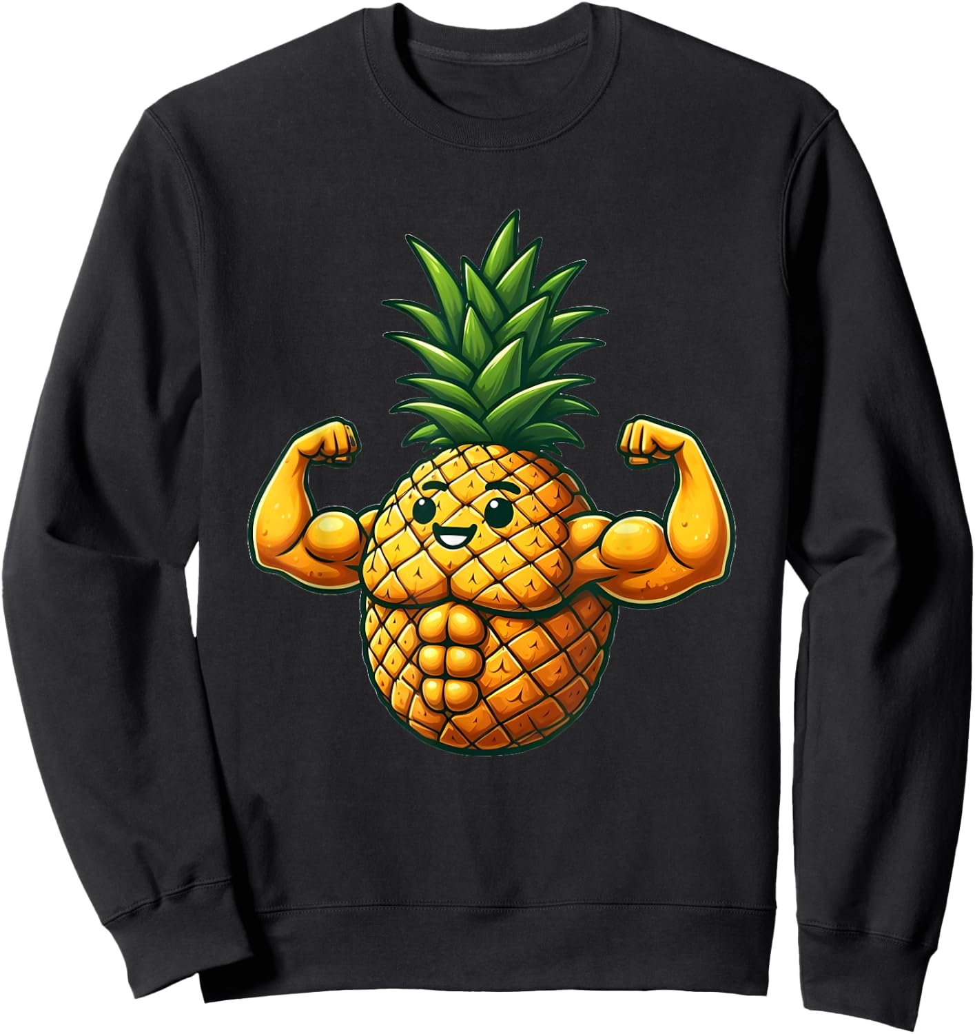 Funny Muscular Pineapple with Abs Sweatshirt - Sweatshirt | Black
