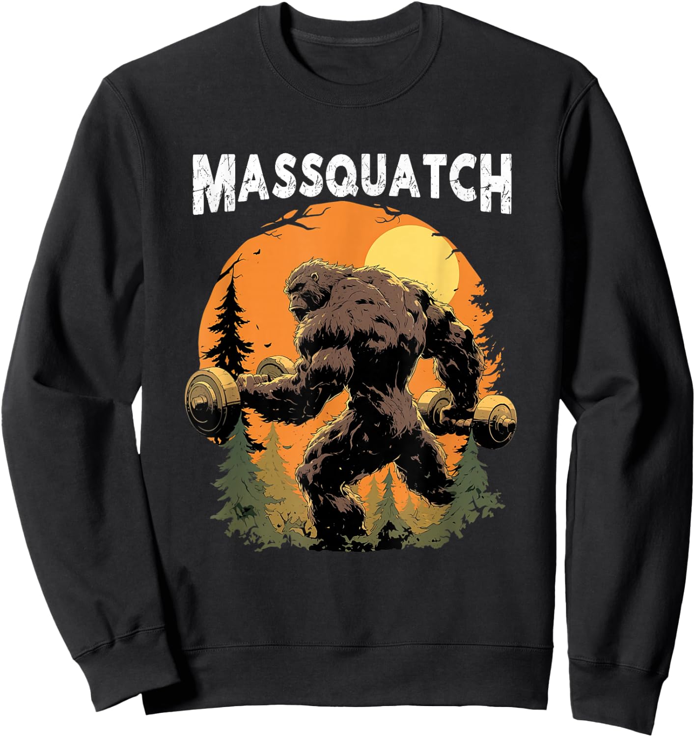 Hairy Animal Workout Merch Bigfoot Massquatch Funny Sasquatch Workout Gym Weightlifter Sweatshirt - Sweatshirt | Black