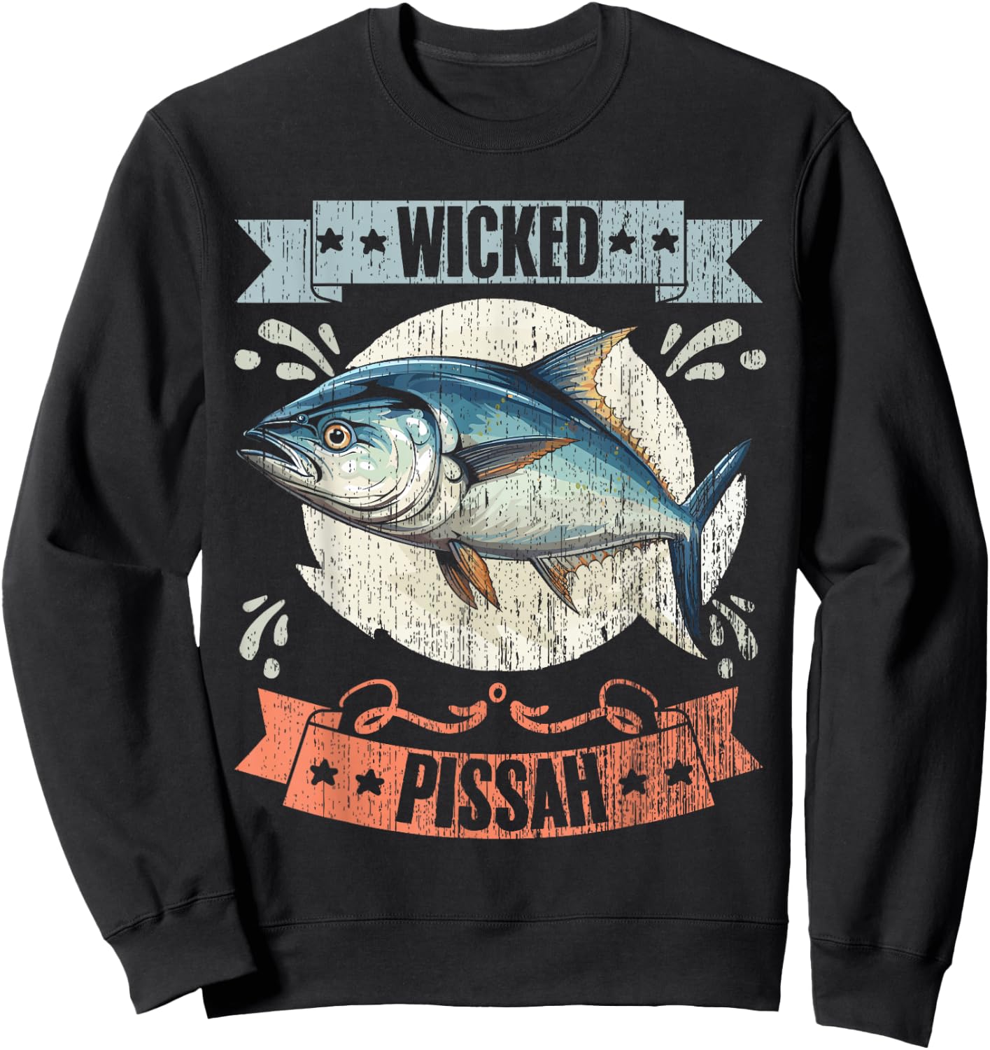 Wicked Pissah Retro Tuna Whisperer Tuna Fisherman Tuna Lover Sweatshirt - Sweatshirt | Black