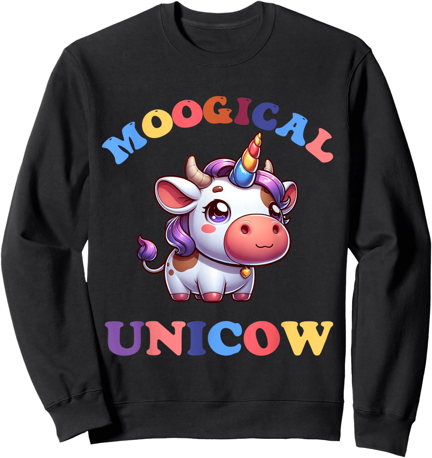 Moogical Unicow Funny Shirts Dairy Farmer Cattle Rancher Sweatshirt - Sweatshirt | Black