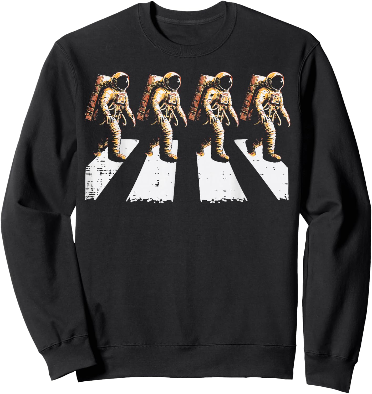 Astronaut Crossing Road Funny Space Crosswalk Men Women Kids Sweatshirt - Sweatshirt | Black