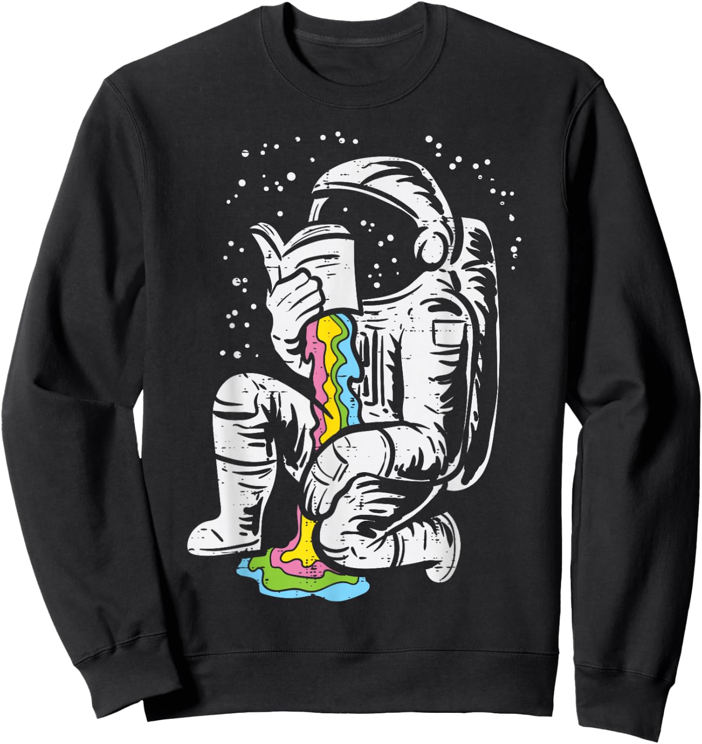 Astronaut Reading Book Space Galaxy Bookworm Men Women Kids Sweatshirt - Sweatshirt | Black
