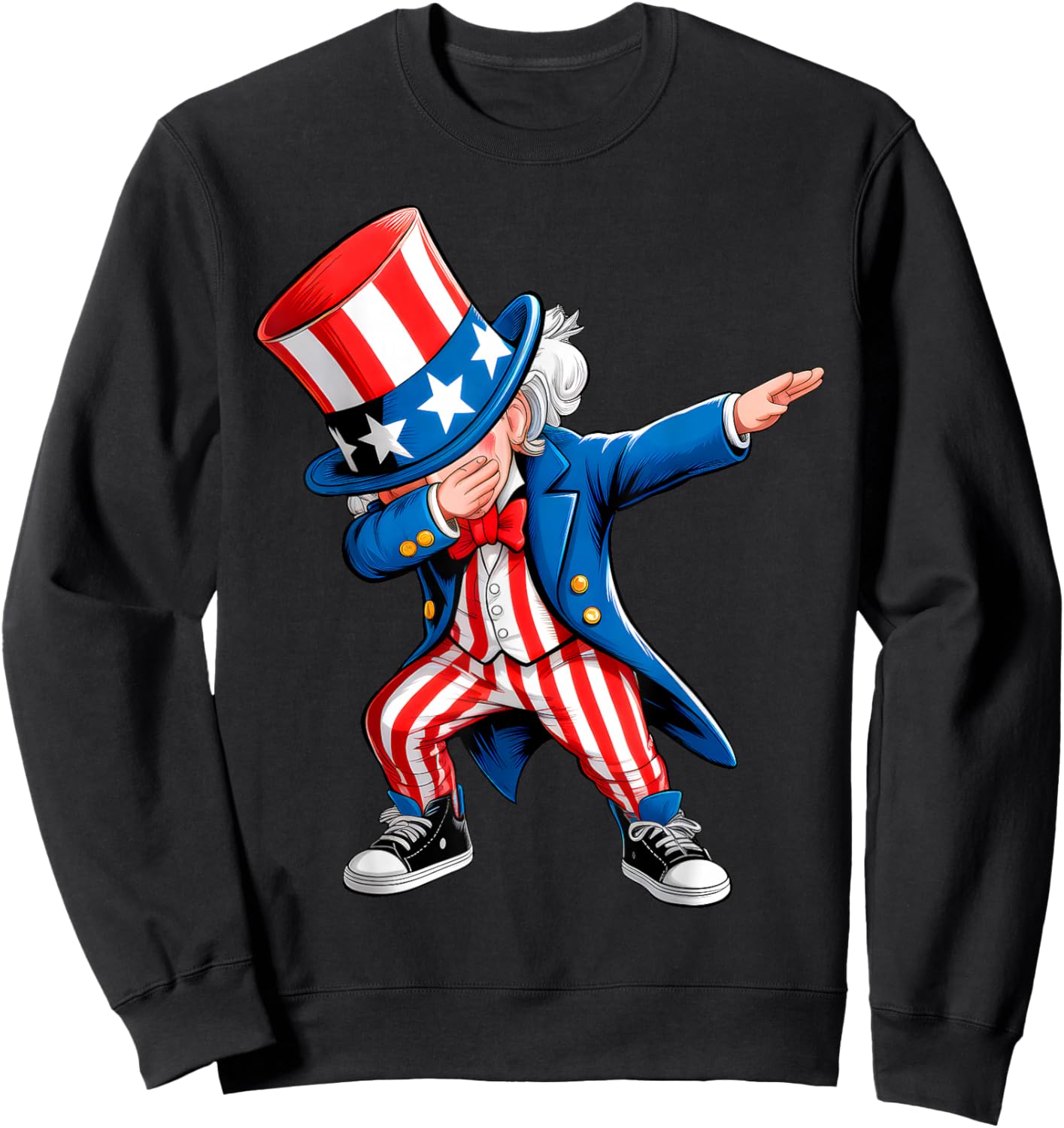 Dabbing Uncle Sam 4th of July Kids Boys Men Funny Dab Dance Sweatshirt - Sweatshirt | Black