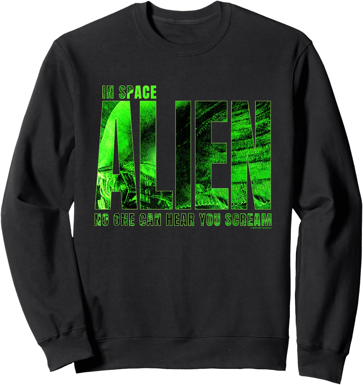 Aliens In Space No One Can Hear You Scream Chest Text Logo Sweatshirt - Sweatshirt | Black