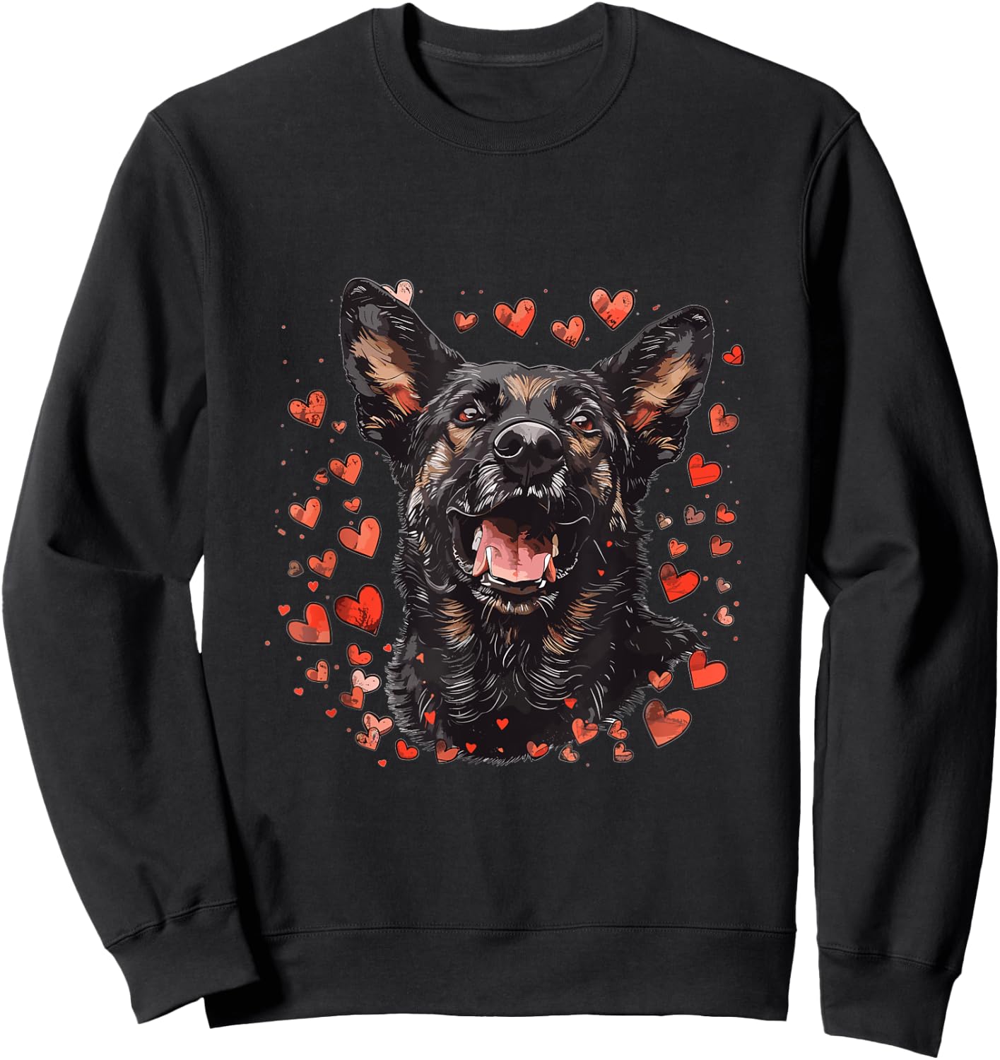 Dutch Shepherd Hearts Dog Breed Graphic Women Kids Sweatshirt - Sweatshirt | Black
