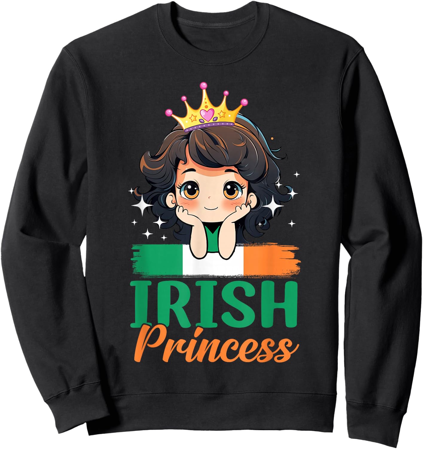 Irish Princess Ireland Girl Cute Irish Flag Sweatshirt - Sweatshirt | Black