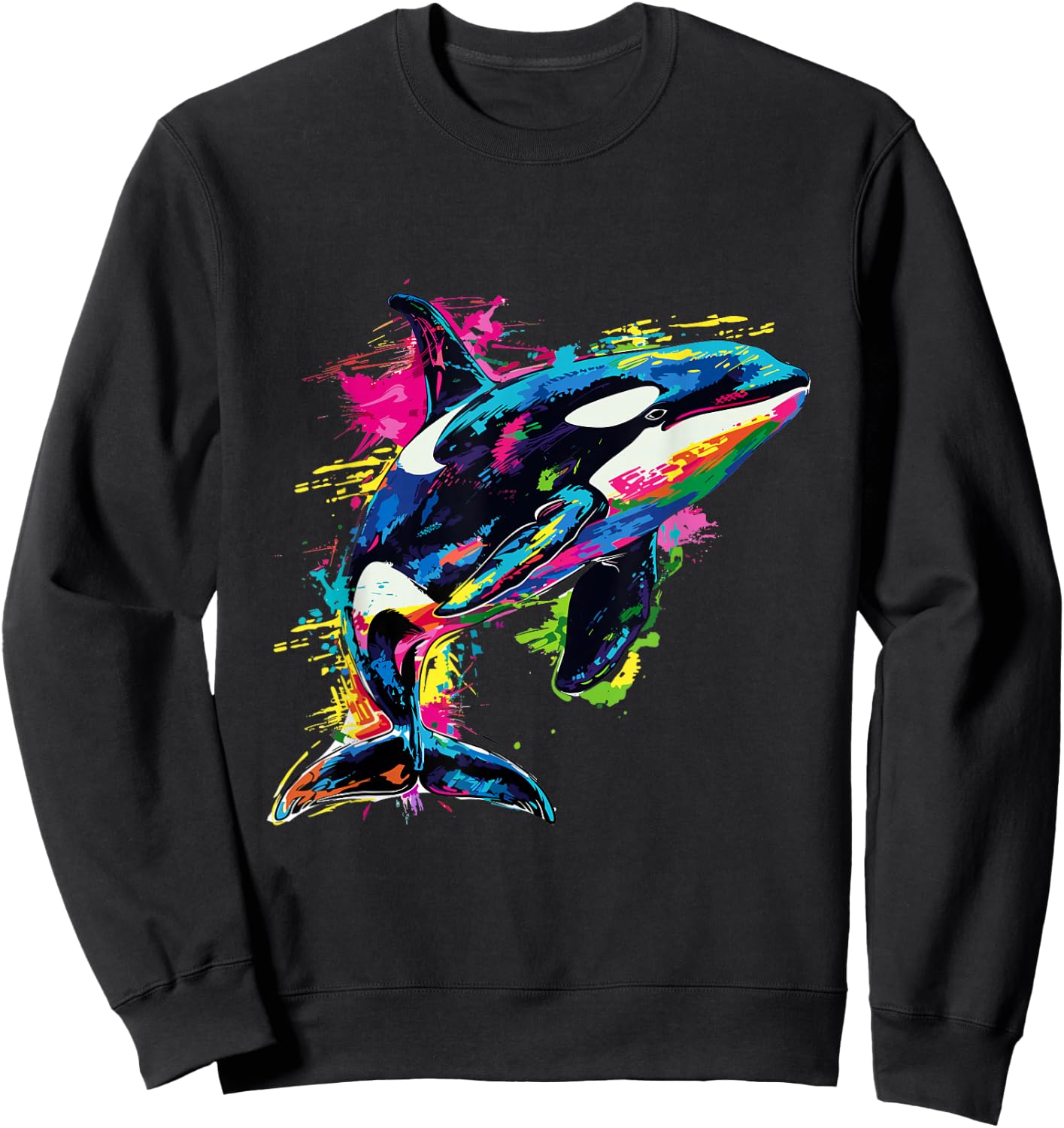 Orca Whale Pop Art Colorful Graphic Sweatshirt - Sweatshirt | Black
