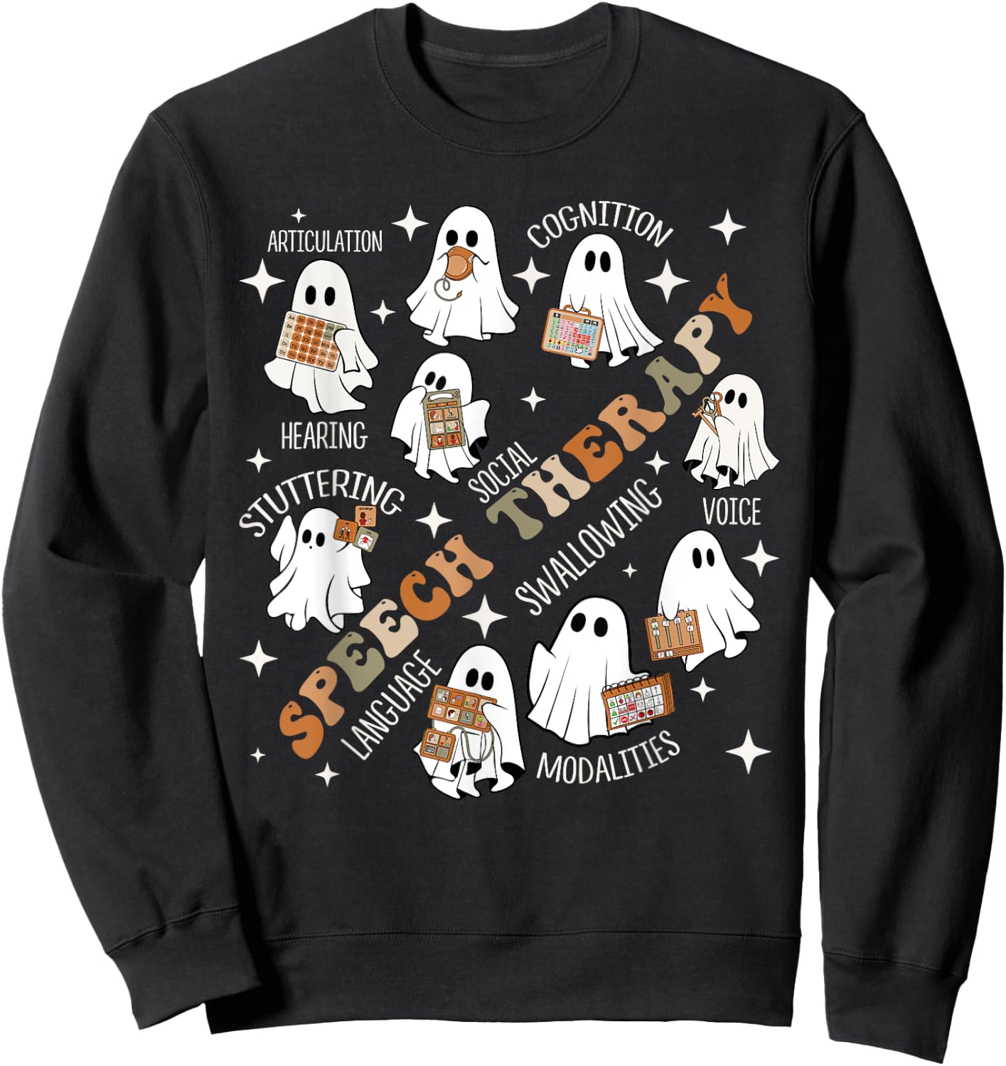 Speech Therapy Halloween Shirt SLP Halloween Spooky Sweatshirt - Sweatshirt | Black