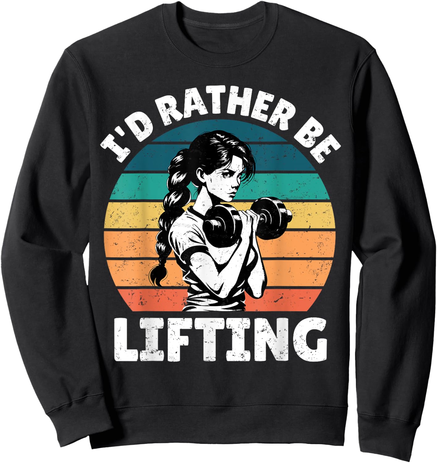 I'd Rather Be Lifting Funny Gym Vintage Sunset Fitness Sweatshirt - Sweatshirt | Black