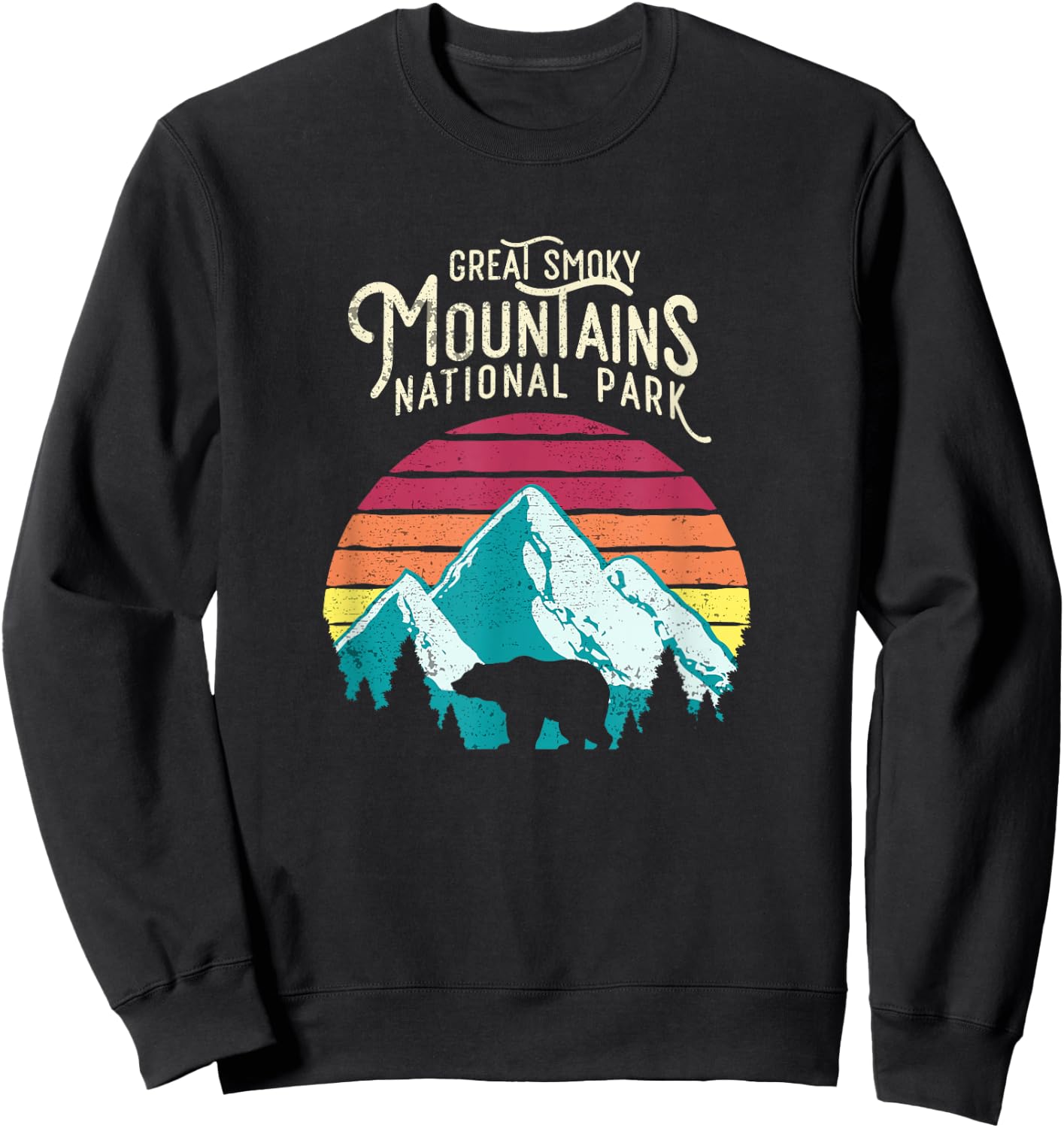 Vintage Great Smoky Mountains National Park Bear T Shirt Sweatshirt - Sweatshirt | Black