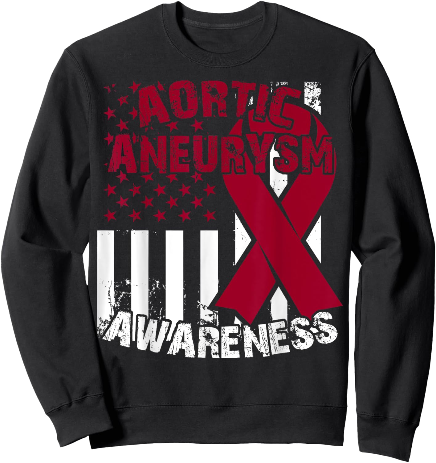 Burgundy Awareness Ribbon - Aortic Aneurysm T Shirt Sweatshirt - Sweatshirt | Black