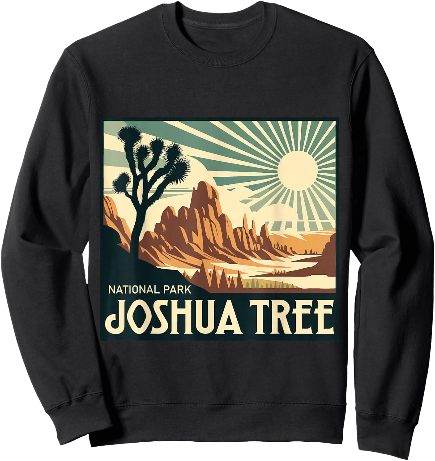Joshua Tree National Park Vintage Hiking Camping Outdoor Sweatshirt - Sweatshirt | Black