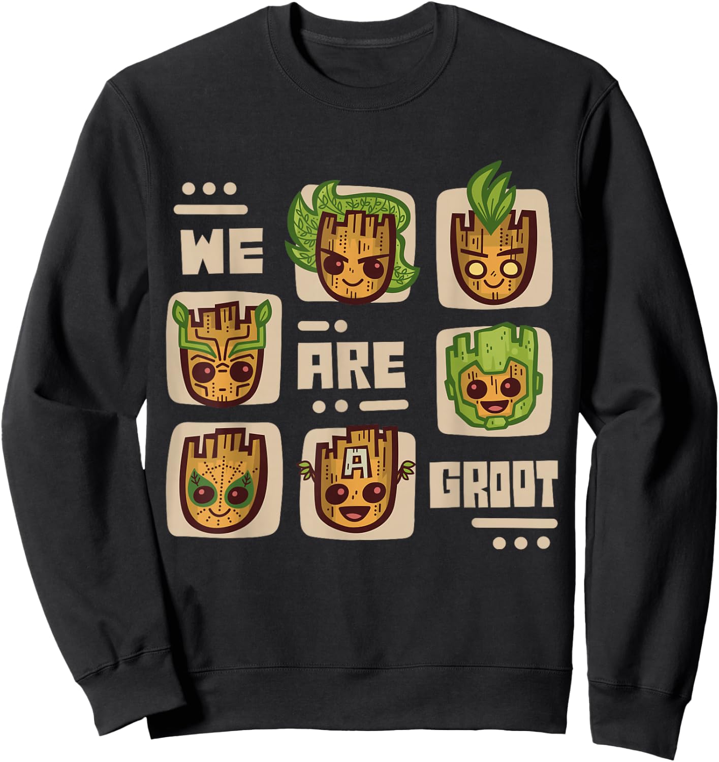 Marvel 85th Anniversary We are Groot Super Hero Impressions Sweatshirt - Sweatshirt | Black