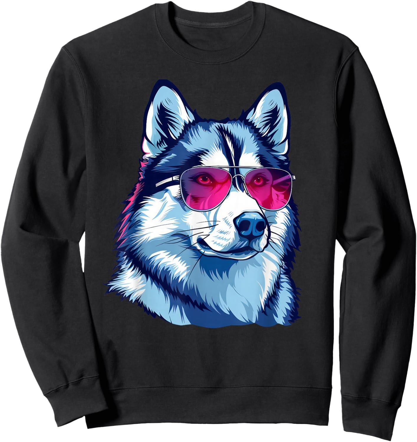 Siberian Husky Dog Sunglasses Sweatshirt - Sweatshirt | Black