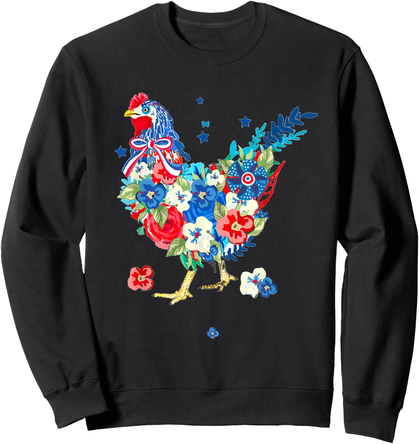 USA American Flag Chicken Lover 4th of July Patriotic Farmer Sweatshirt - Sweatshirt | Black