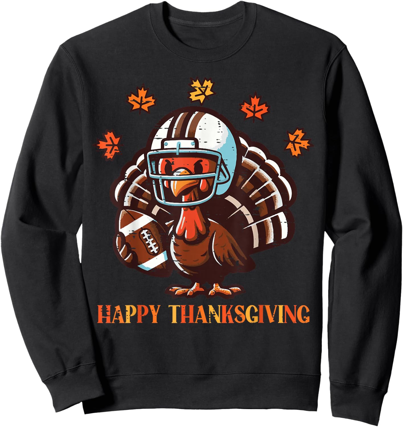 Happy Thanksgiving American Football Turkey Men Boys Kids Sweatshirt - Sweatshirt | Black