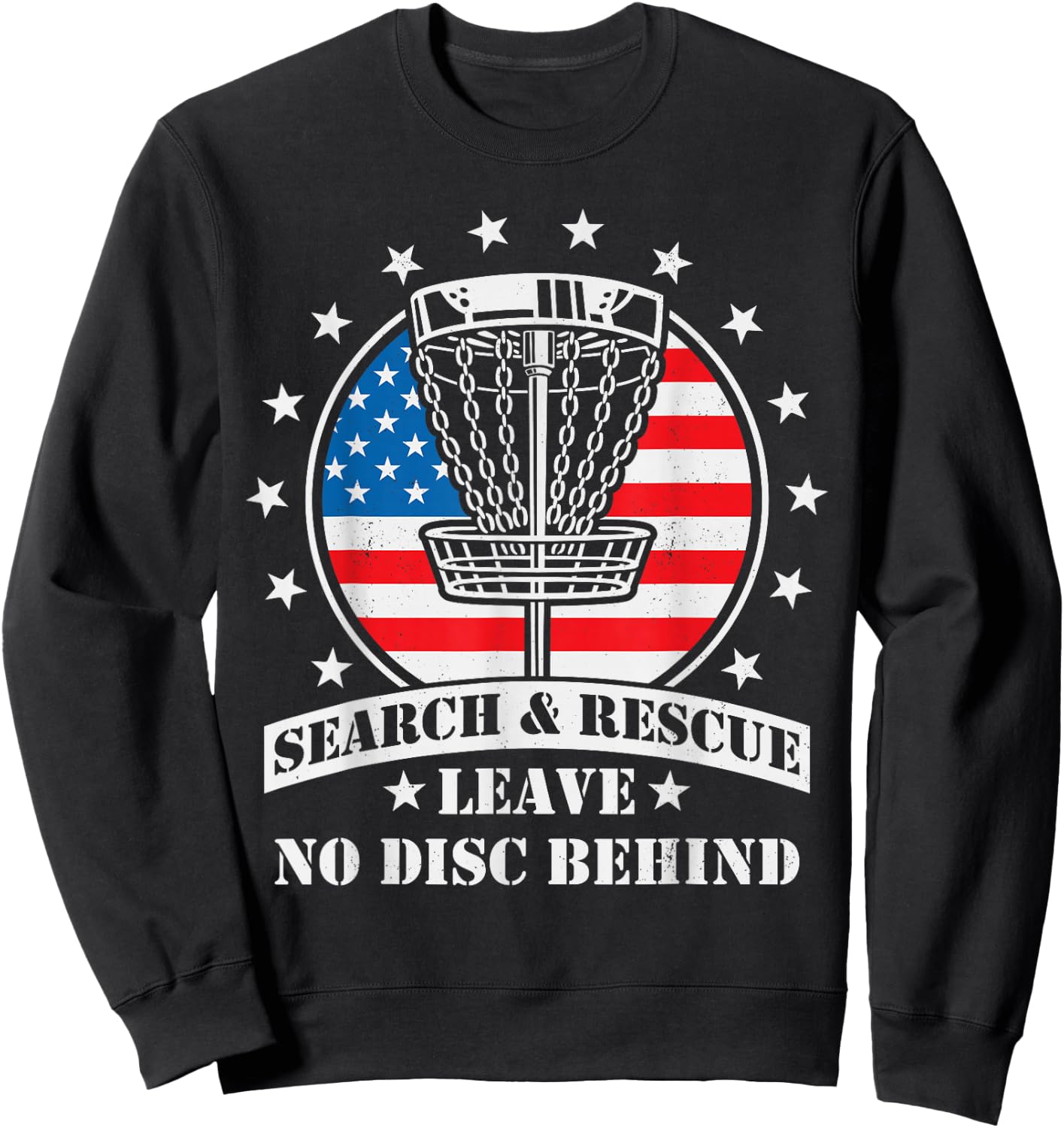 American Flag Disc Golf Search & Rescue 4th of July Golfer Women Girls Kids Men Sweatshirt - Sweatshirt | Black