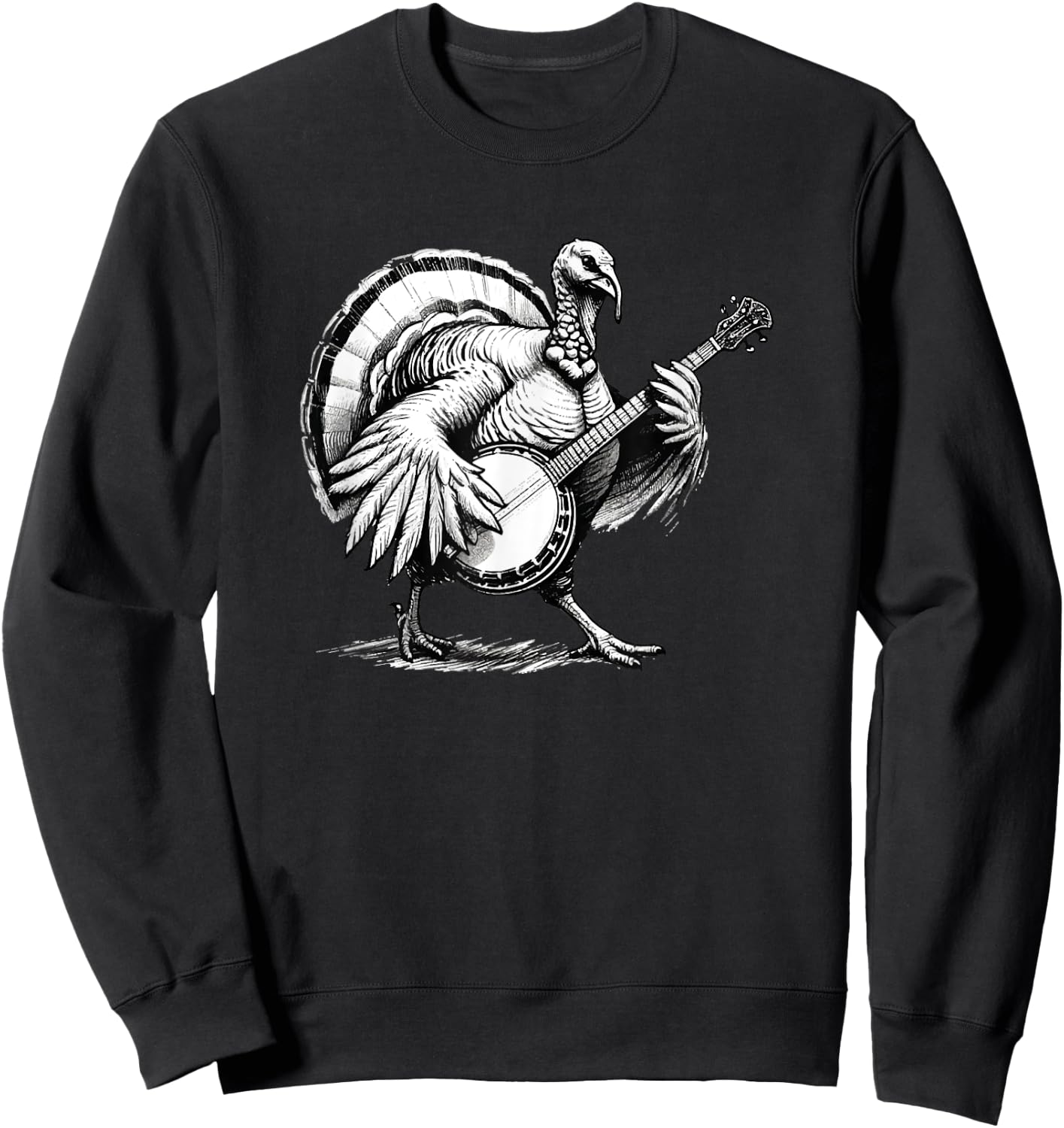 Turkey Playing Banjo, Banjo Player Sweatshirt - Sweatshirt | Black